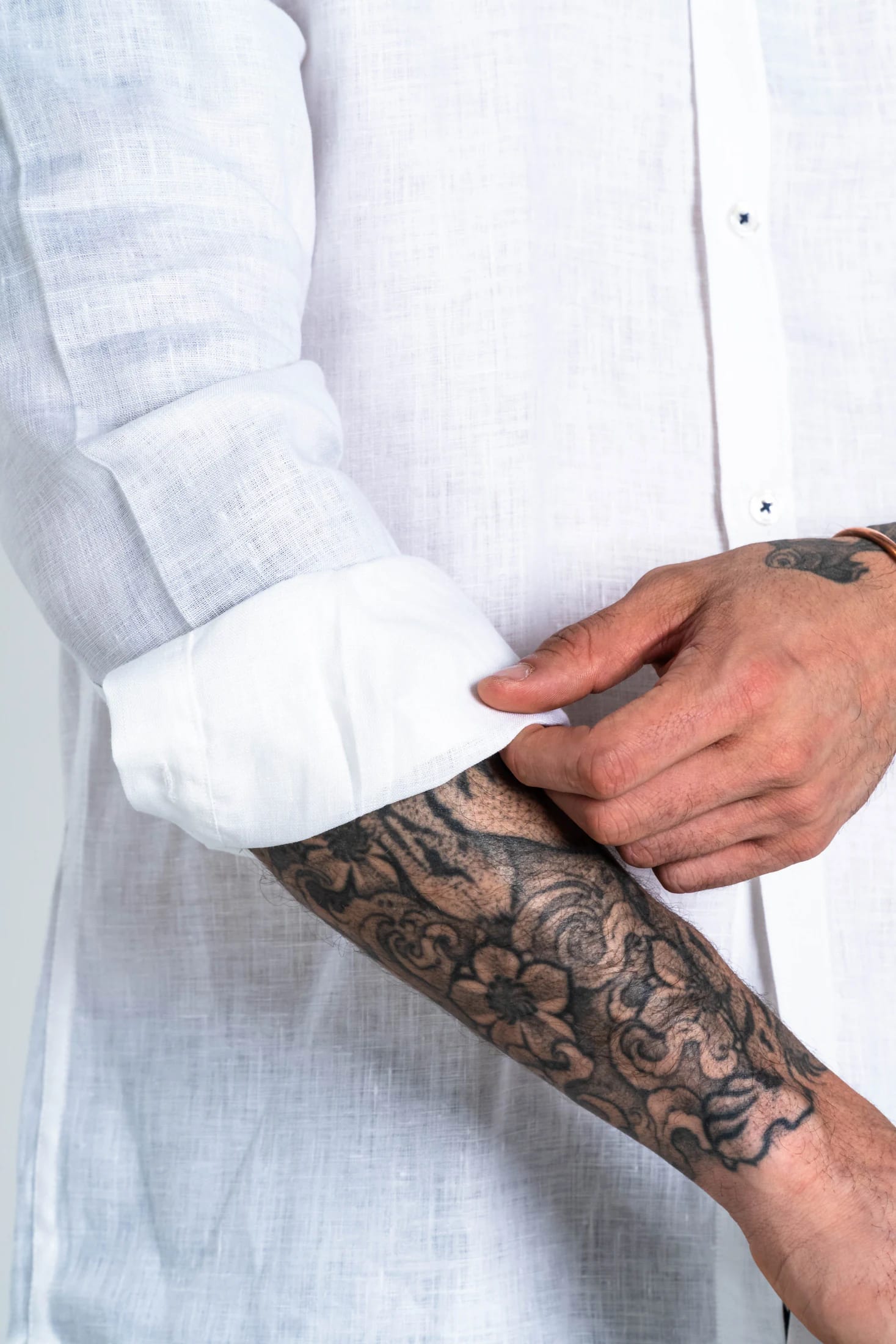 Camisa Botón Contraste Lino Blanco - imagen 5