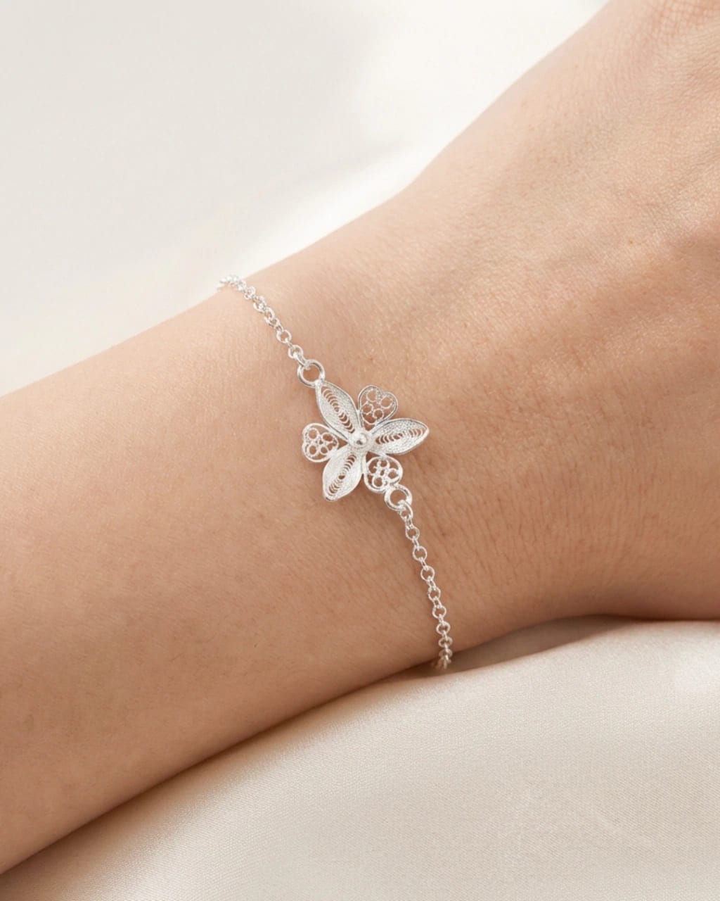 Pulsera Orquidea en Plata Ley 950 Filigrana - imagen 2