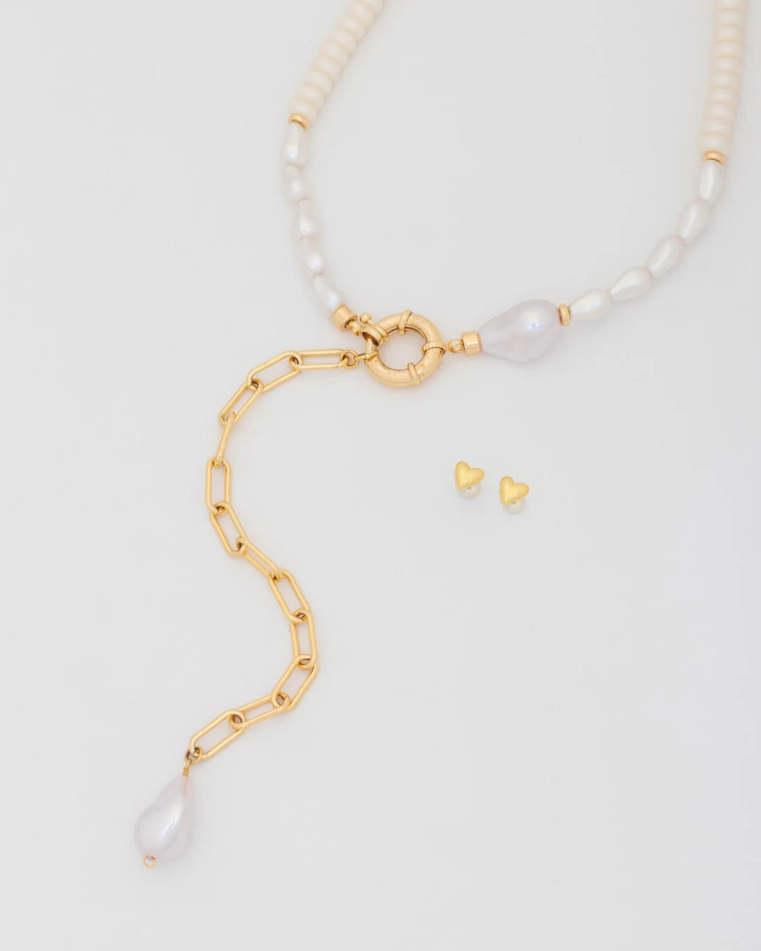 Collar Corbatín Perla + Aretes - imagen 1