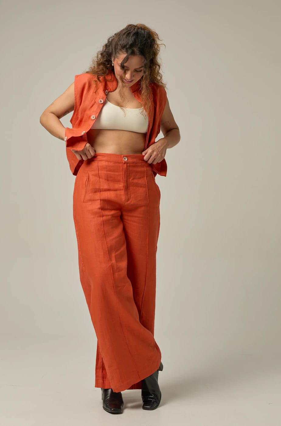 Chaleco Muse de lino | naranja - imagen 6
