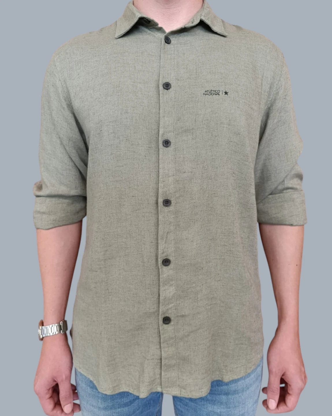 CAMISA LINO MANGA LARGA VERDE HOMBRE - imagen 1