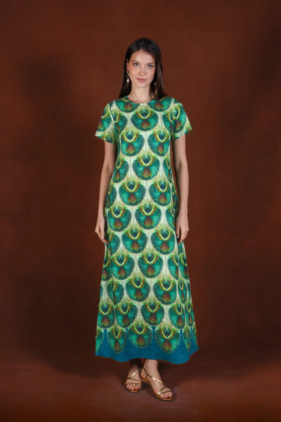 Women's Iridis long linen dress green - imagen 1