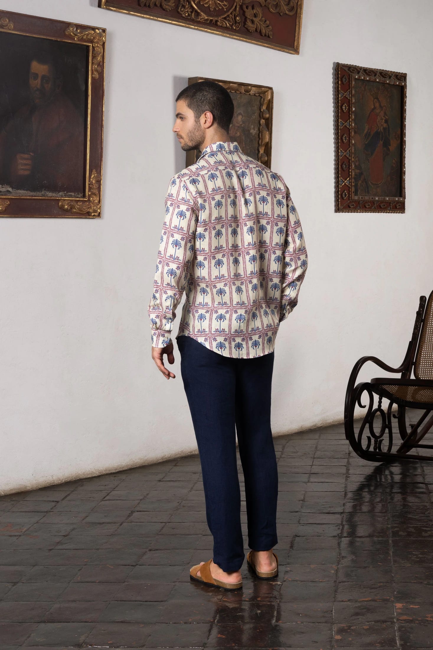 Men's linen shirt tambour - imagen 3