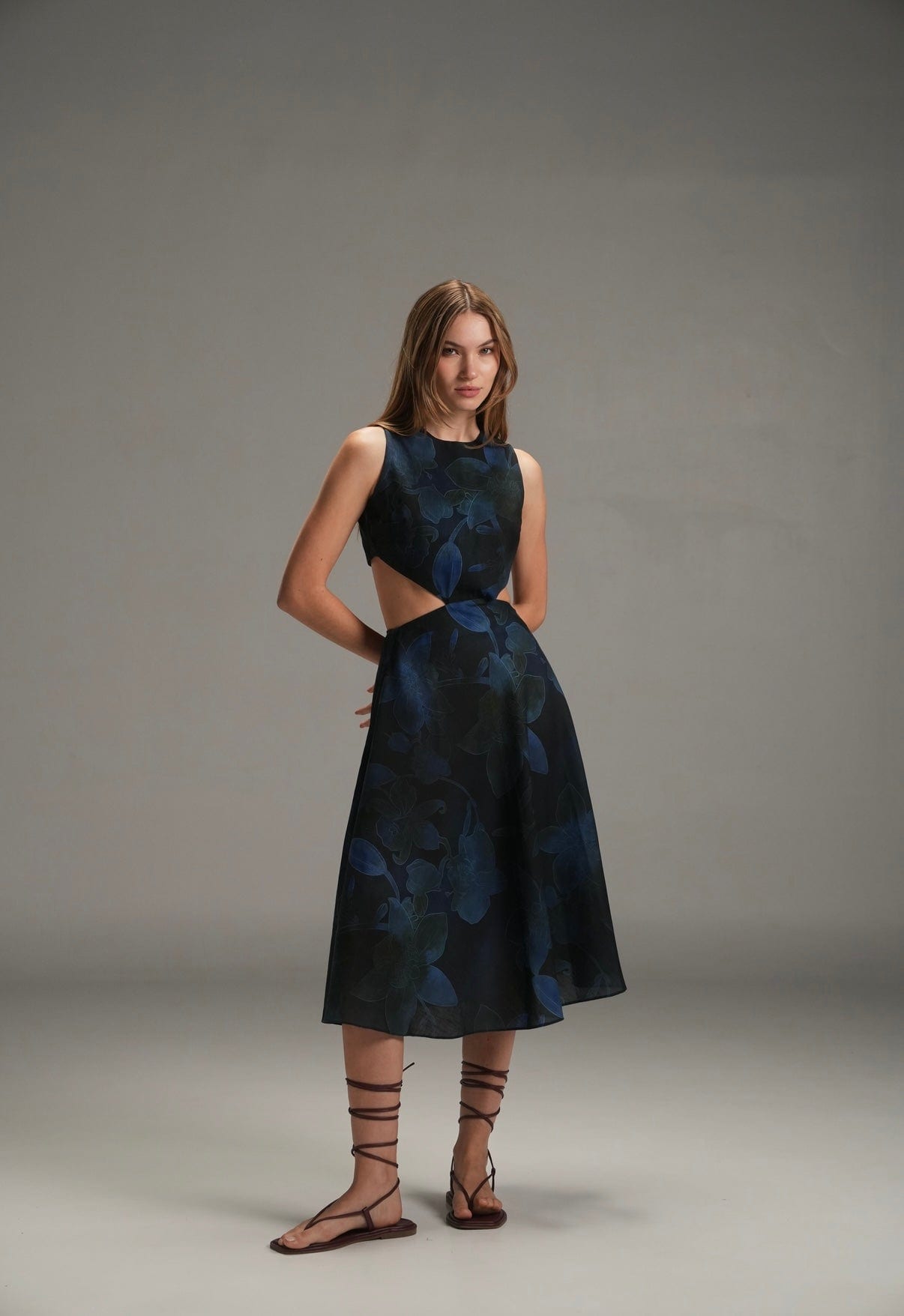 NIGHT MARIA LINEN MIDI DRESS - imagen 1