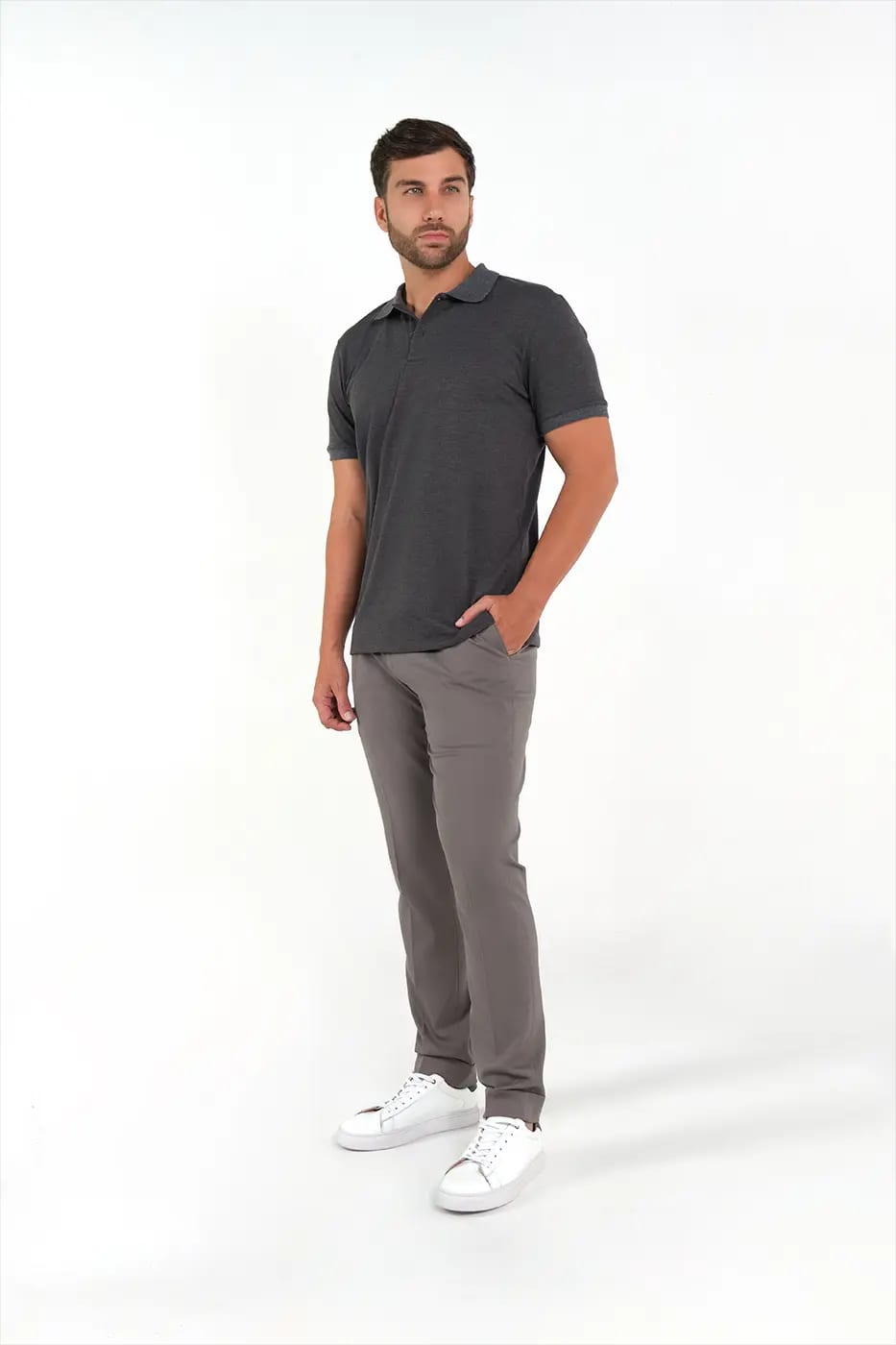 Camiseta Polo 100% Algodón Piqué Gris - imagen 2