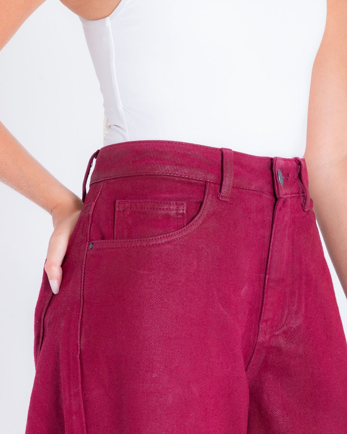 Pantalon recto vinotinto para mujer - imagen 4