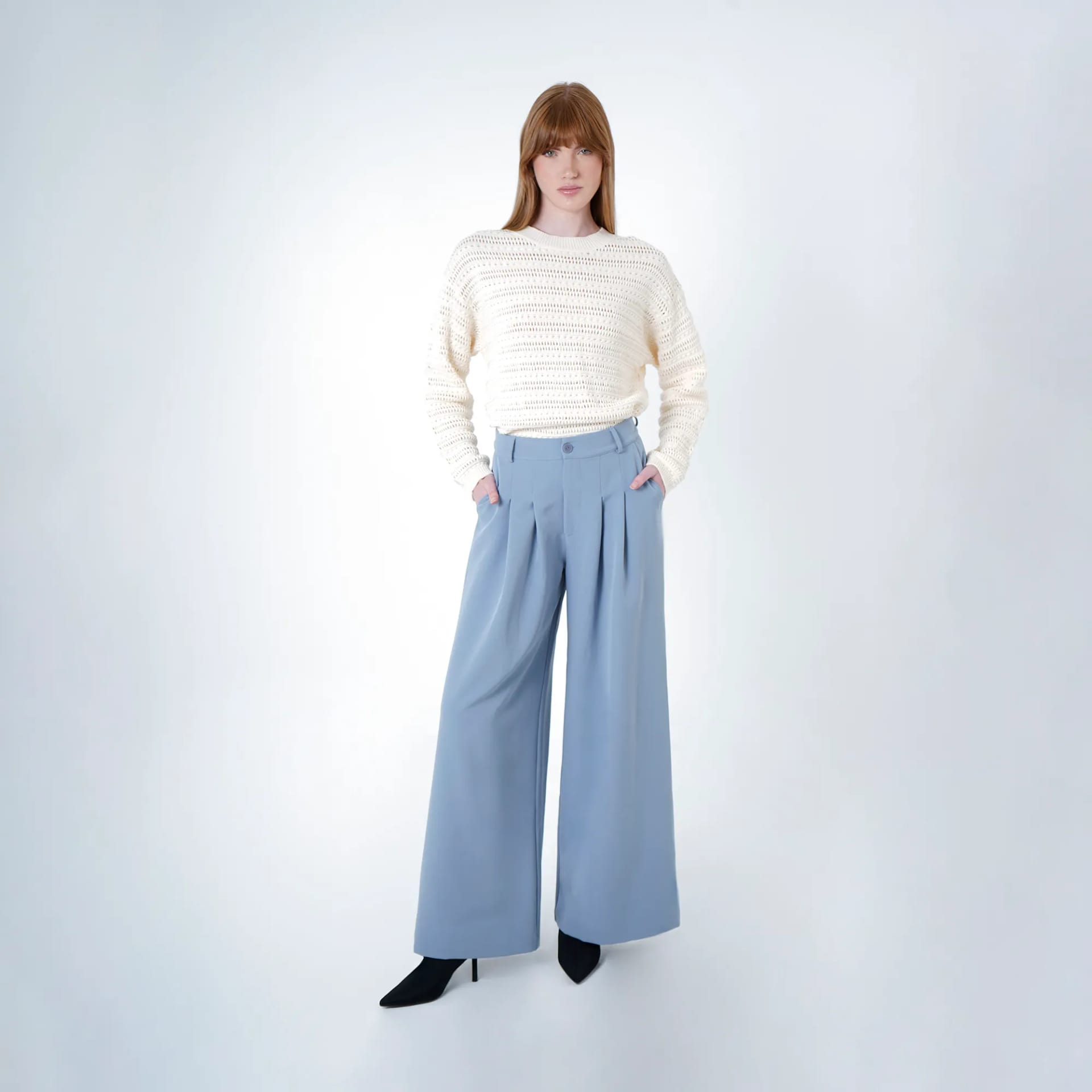 Pantalón palazzo elegante con prenses - imagen 2