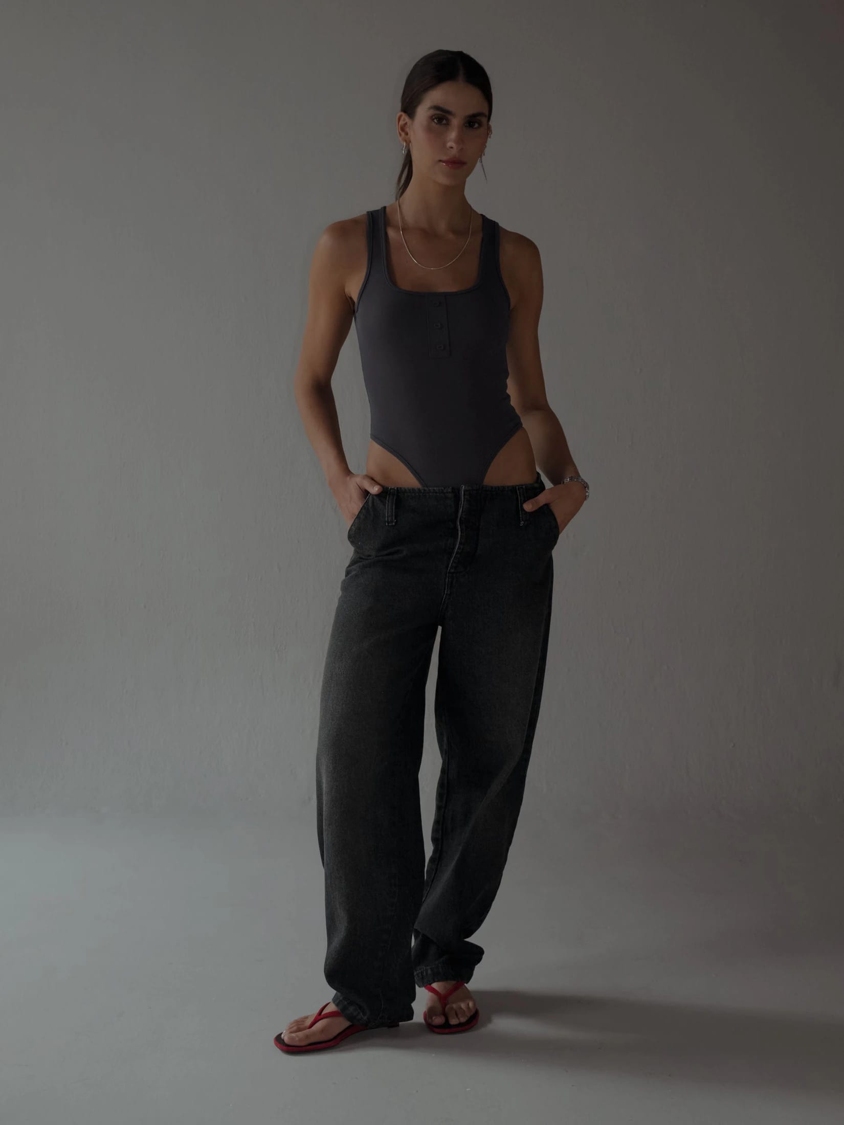 HALF BUTTON BODY - DARK GRAY - imagen 5