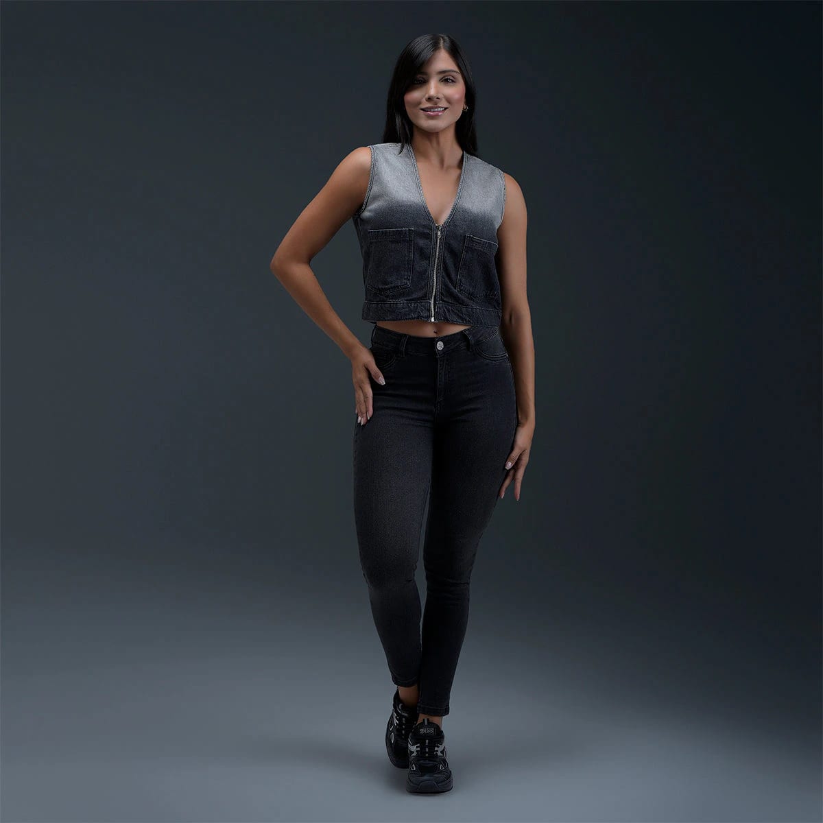 Chaleco Denim Gris Mujer - imagen 4