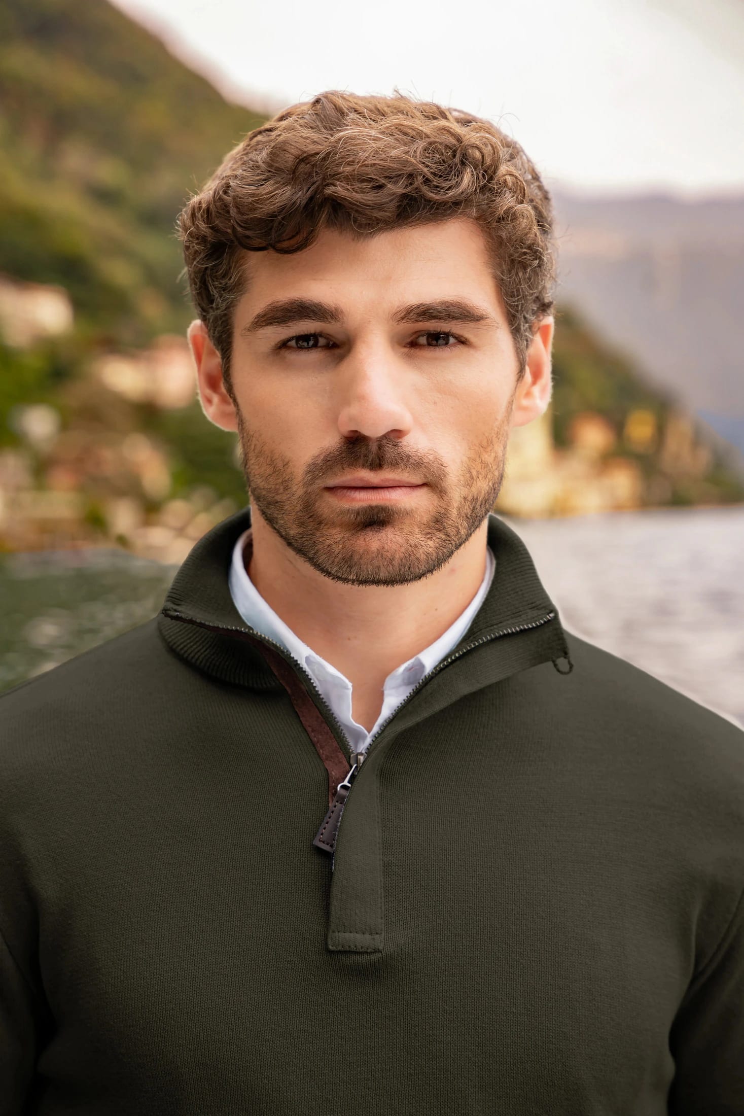 Suéter Halfzip Tesino Leggero Hombre Verde Militar - imagen 4