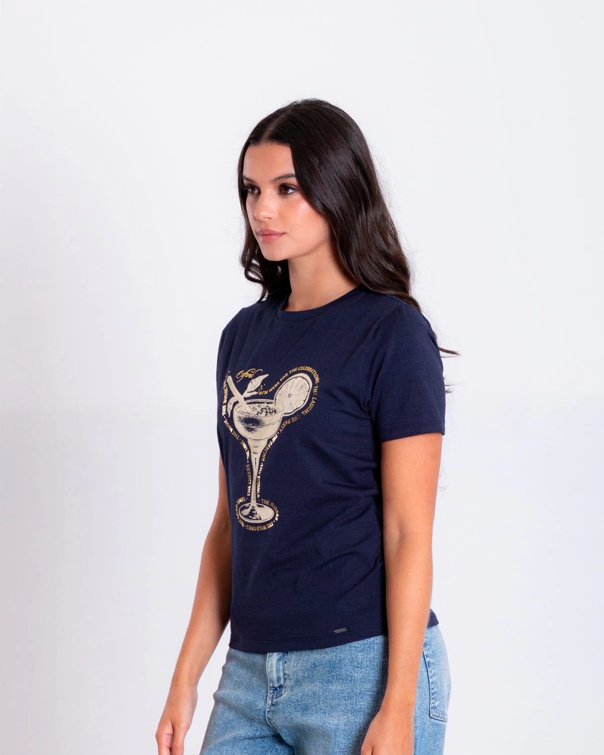 Camiseta azul estampado frontal para mujer - imagen 2