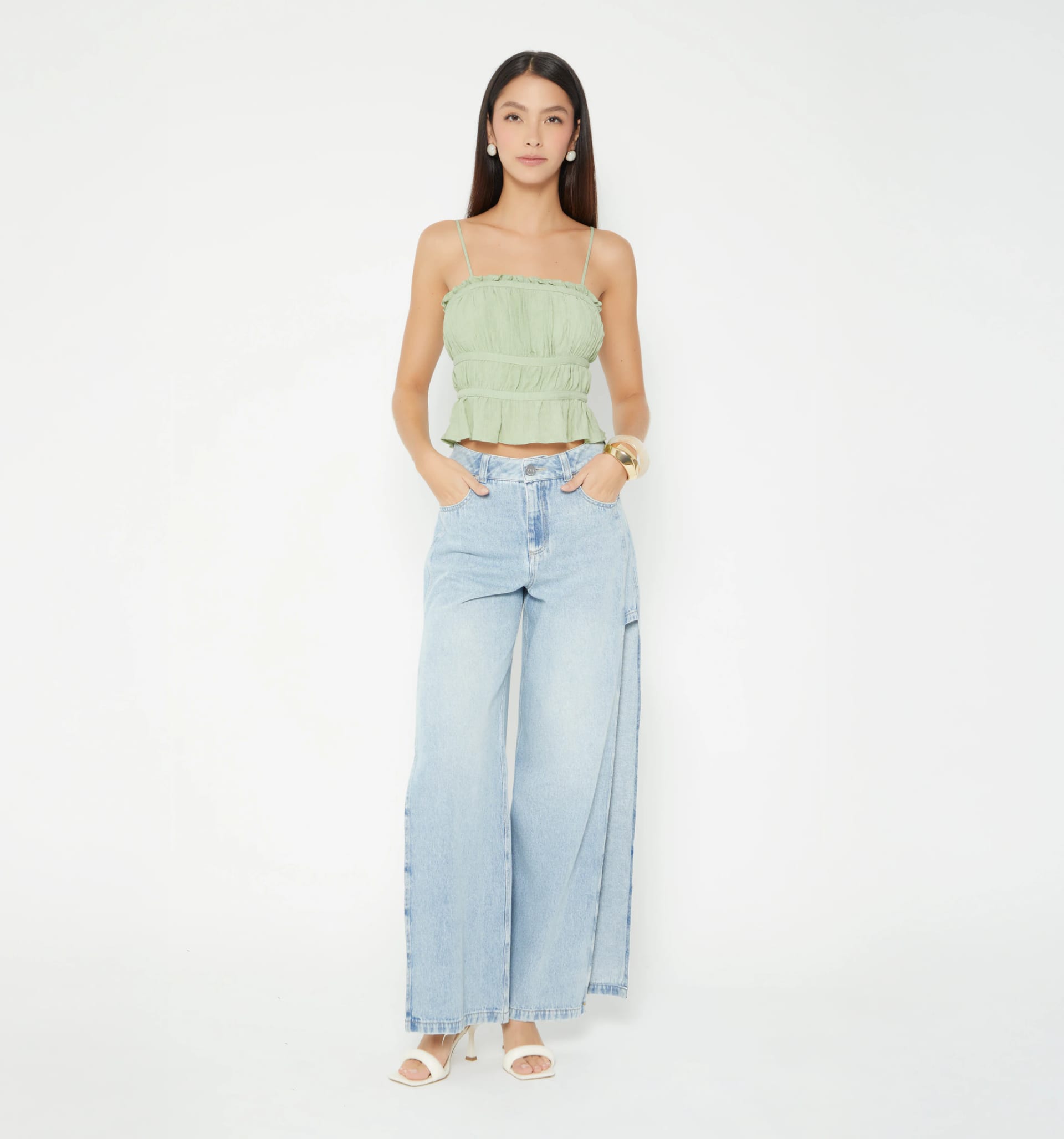 Blusa tiras fruncida - imagen 4