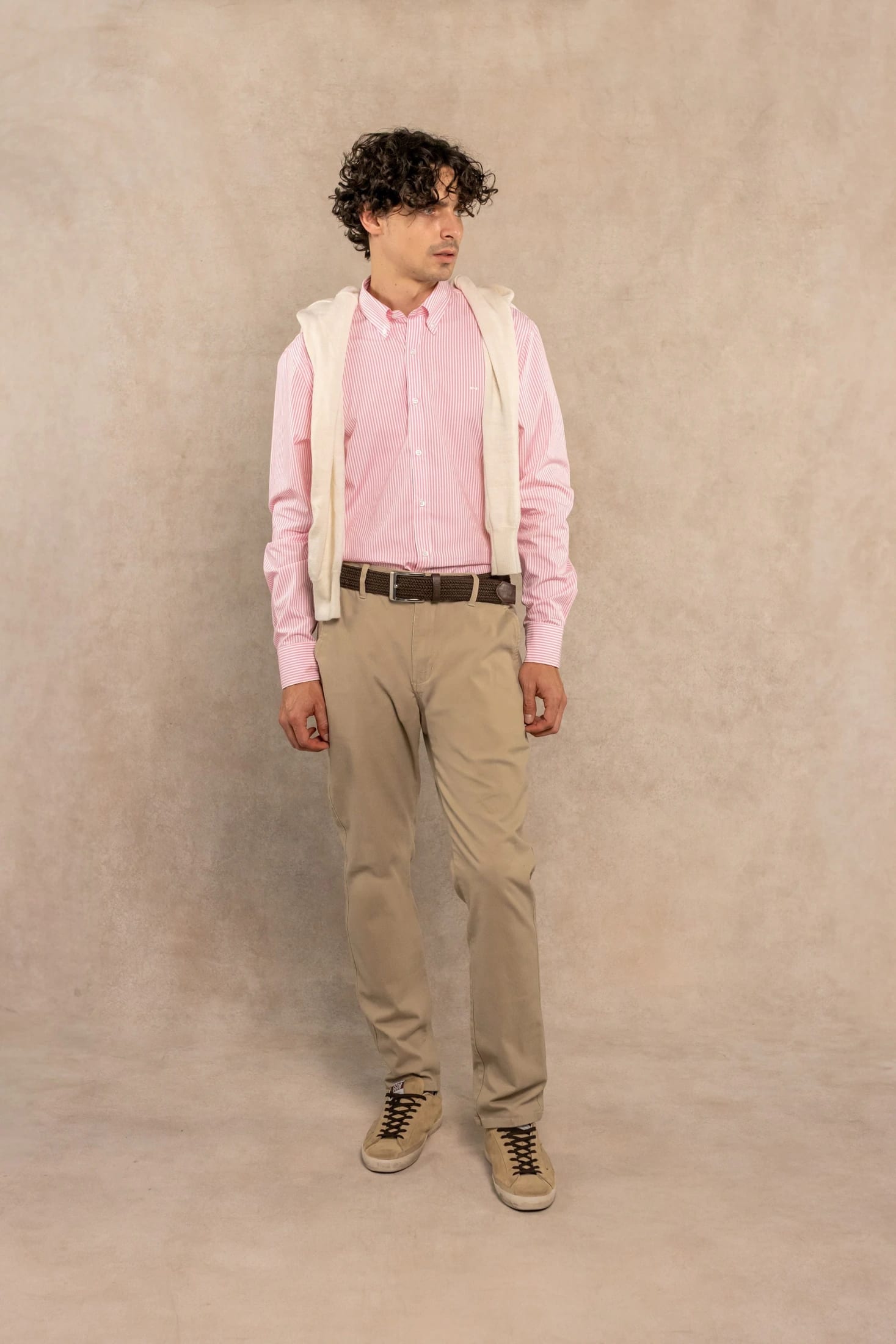 Camisa Antimanchas Popelina Rayas Rosadas Logo Combinado - imagen 2