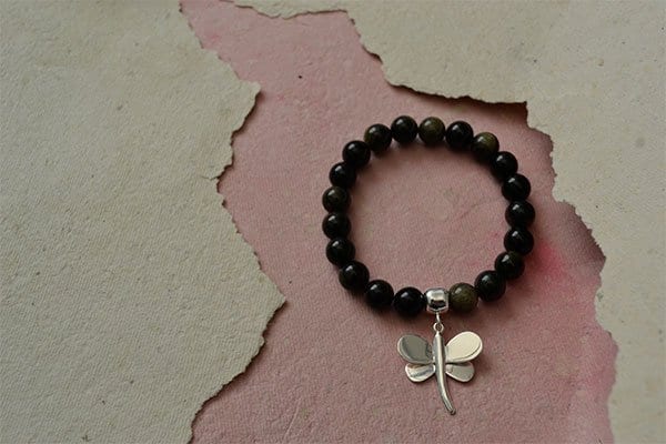 Pulsera Obsidiana dije Libélula M - imagen 1