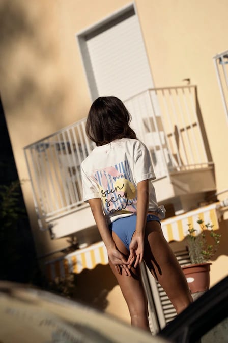 Zebra Line Blue Overzise T Shirt - imagen 1