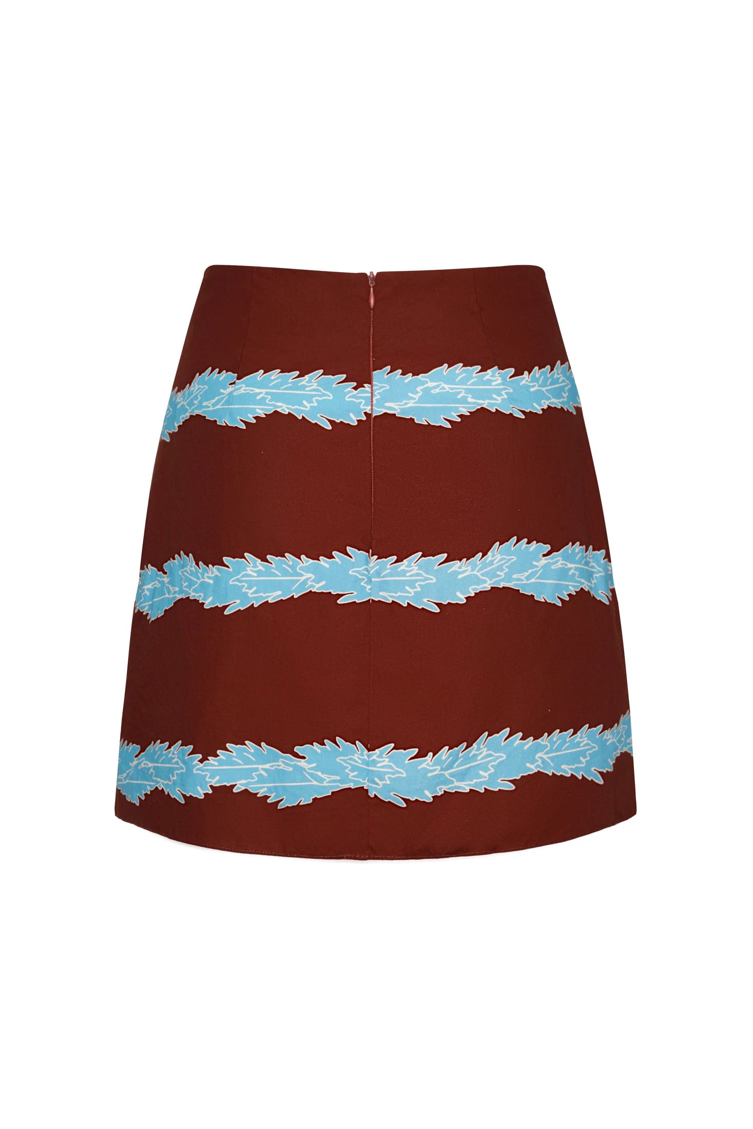Carmelita Hand Embroidered Cotton Mini Skirt / Chocolate Striped Helechos - imagen 4