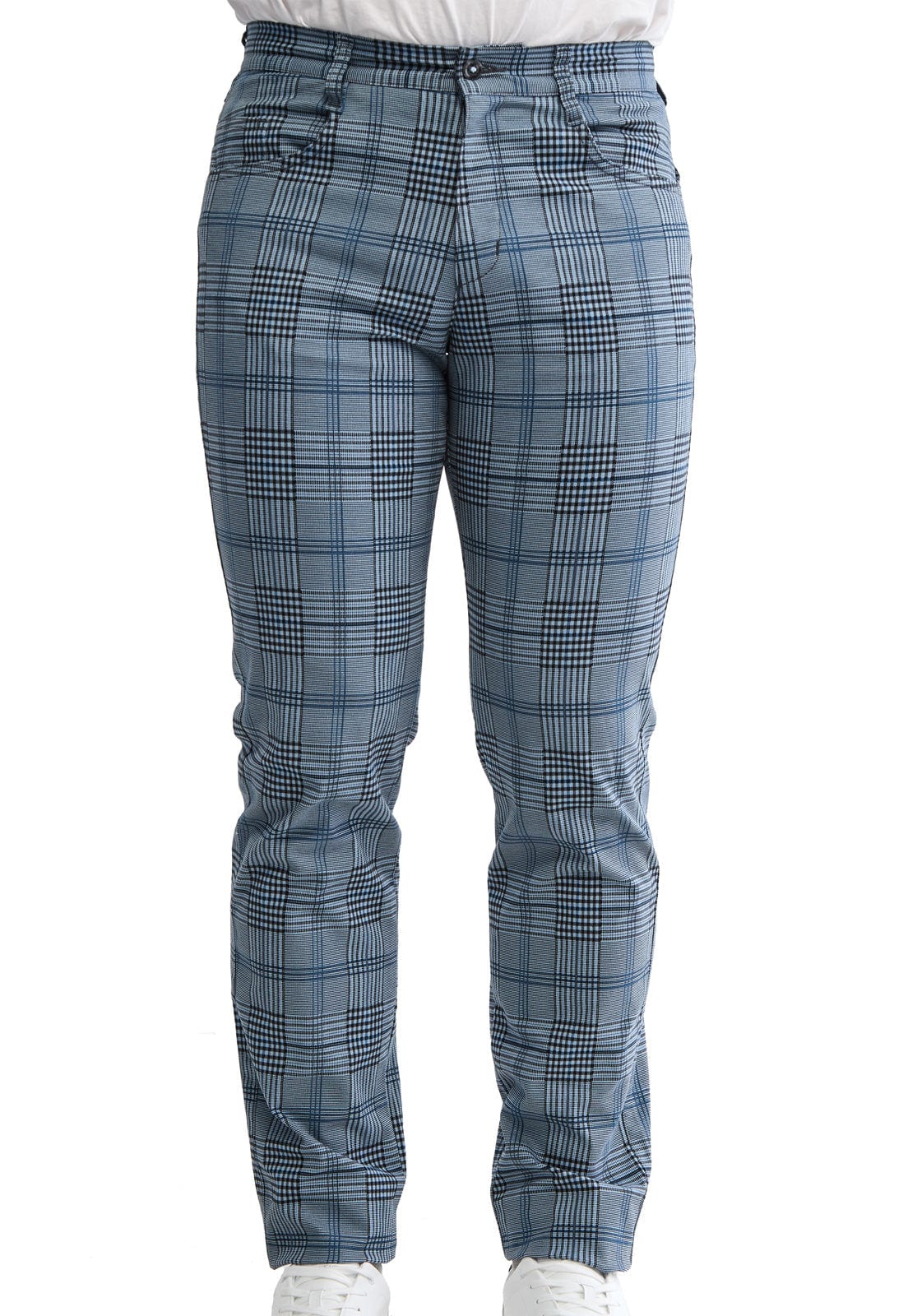 Pantalón dril a cuadros gris con azul - imagen 3