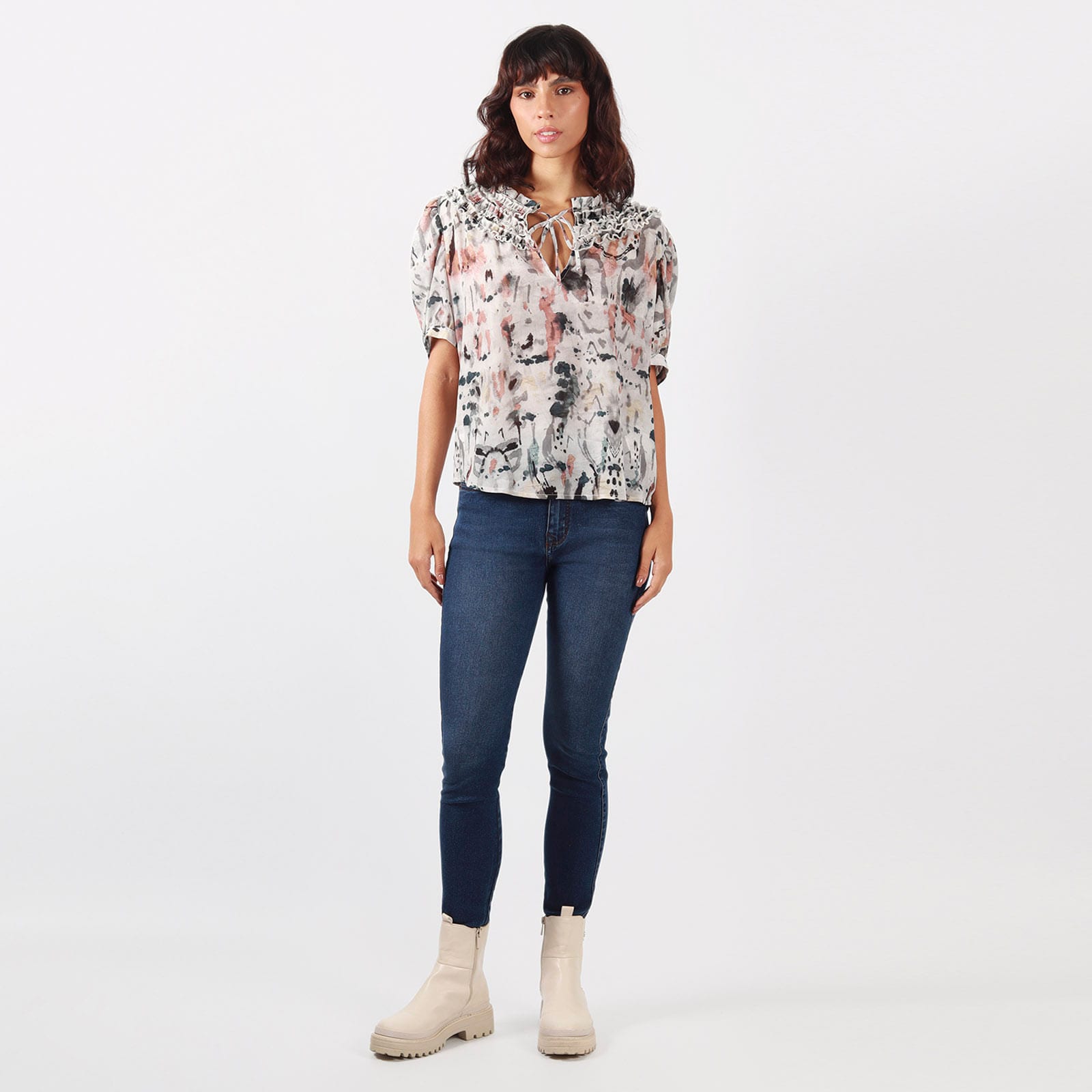 Blusa Cuello Arandela Manga Corta - imagen 2