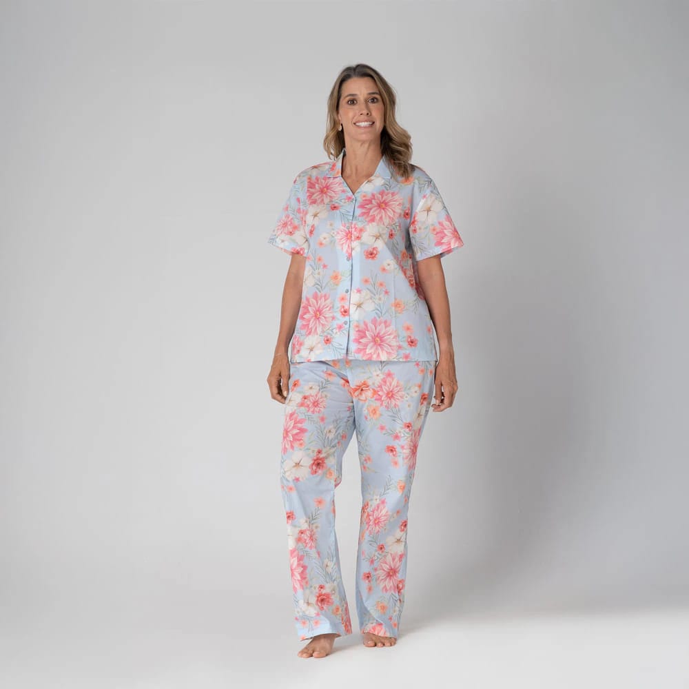 Conjunto de Pijama Pantalón Largo Flores. - imagen 1