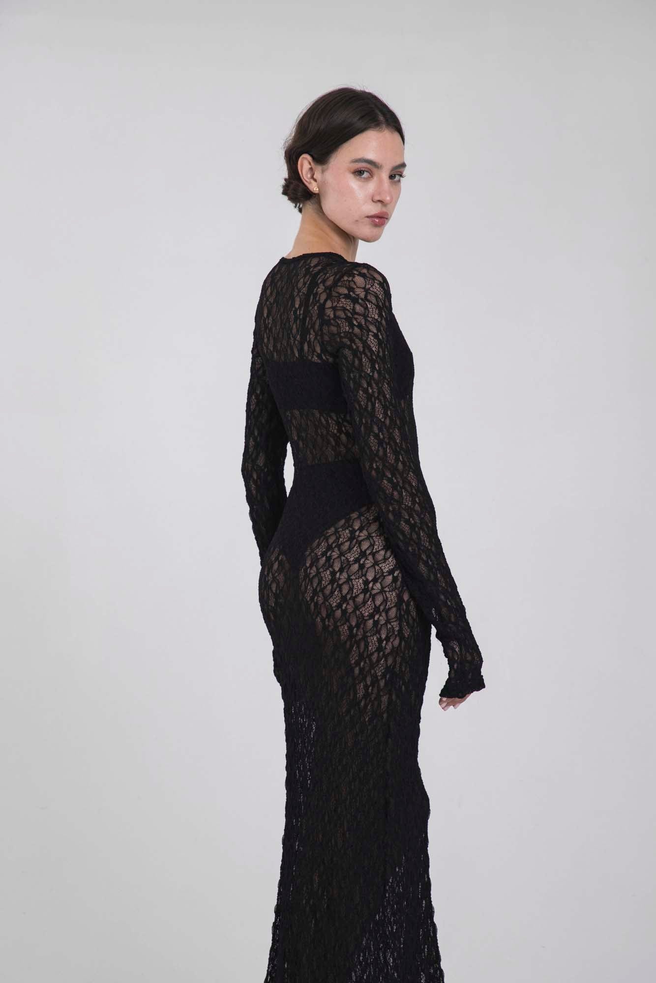 VITTORIA BLACK LACE DRESS - imagen 7