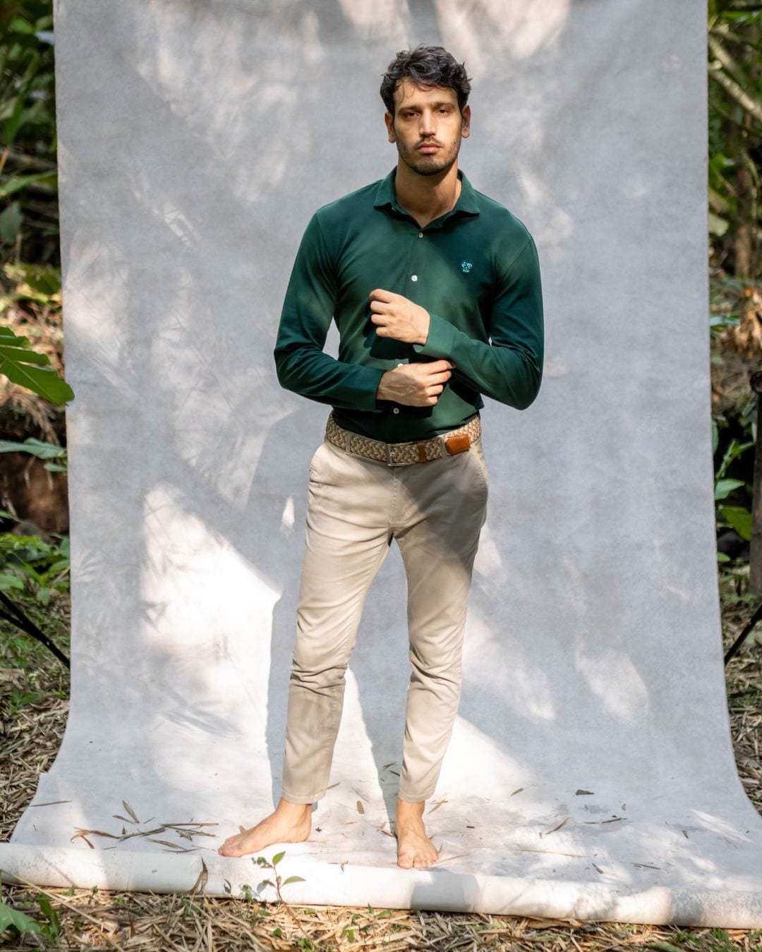 Camisa Antimanchas piqu  Verde Esmeralda - imagen 4