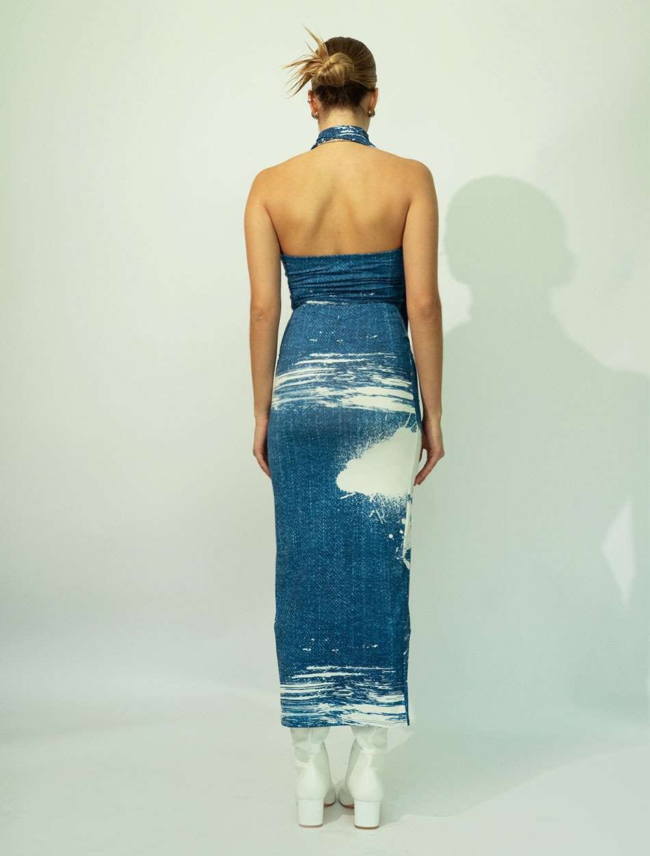 Strapless Top + Neck Tie in Brushstroke - imagen 2