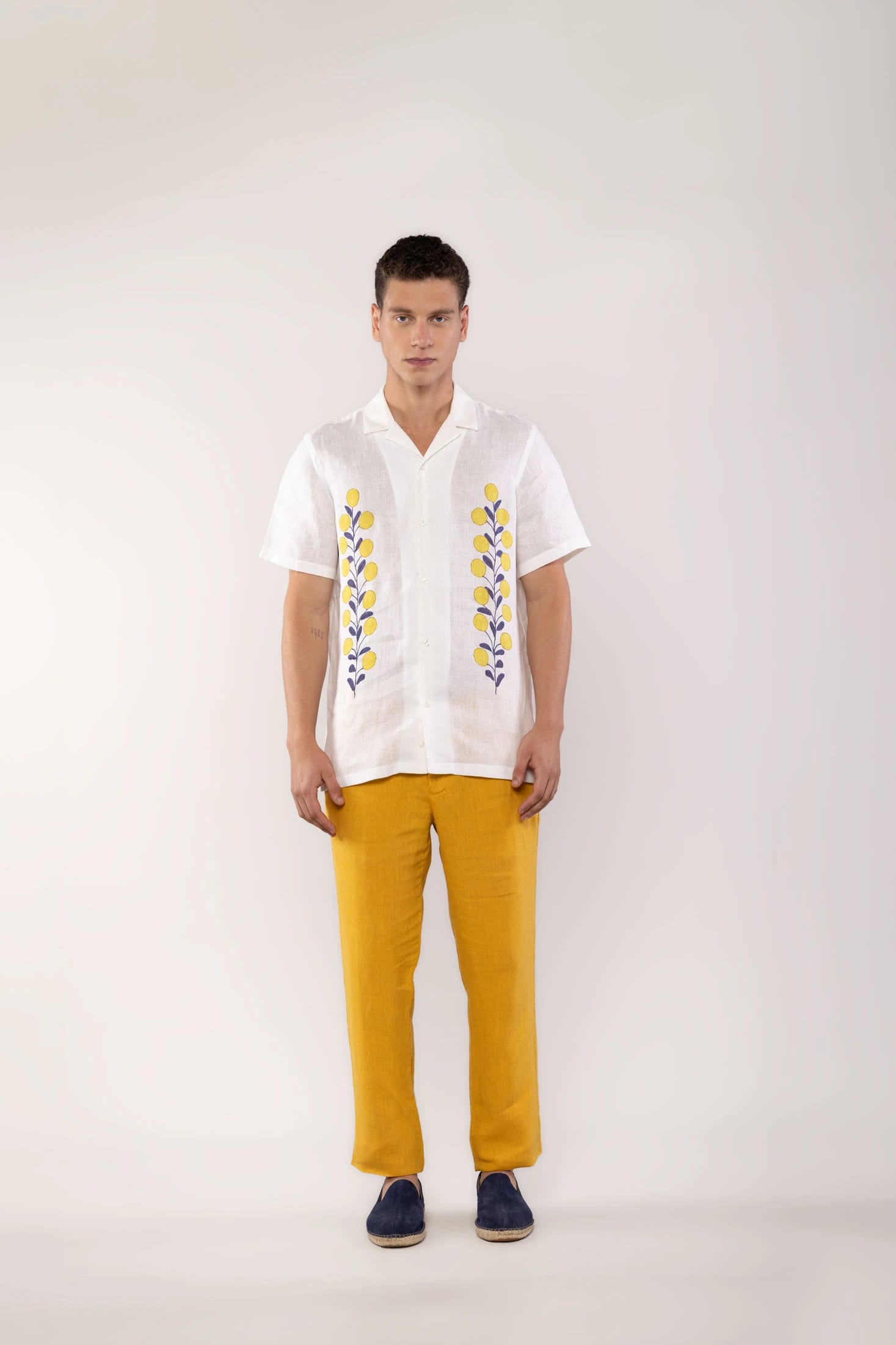 Men's linen shirt yellow mirzo - imagen 4