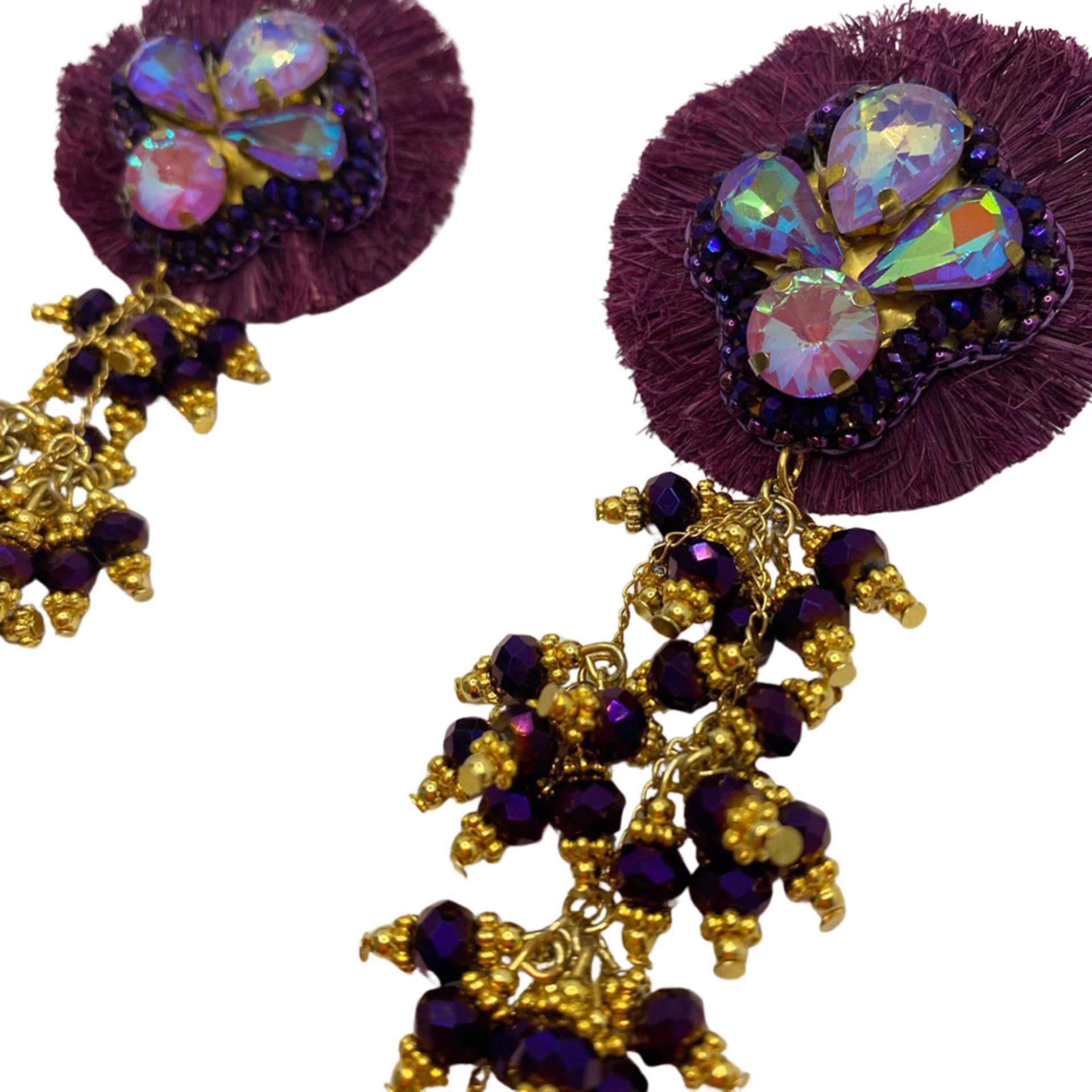 Round Dark Purple Earrings - imagen 1