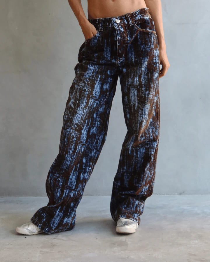 JEAN BAGGY FIT BLUE STATIC CAFÉ/AZUL - imagen 1