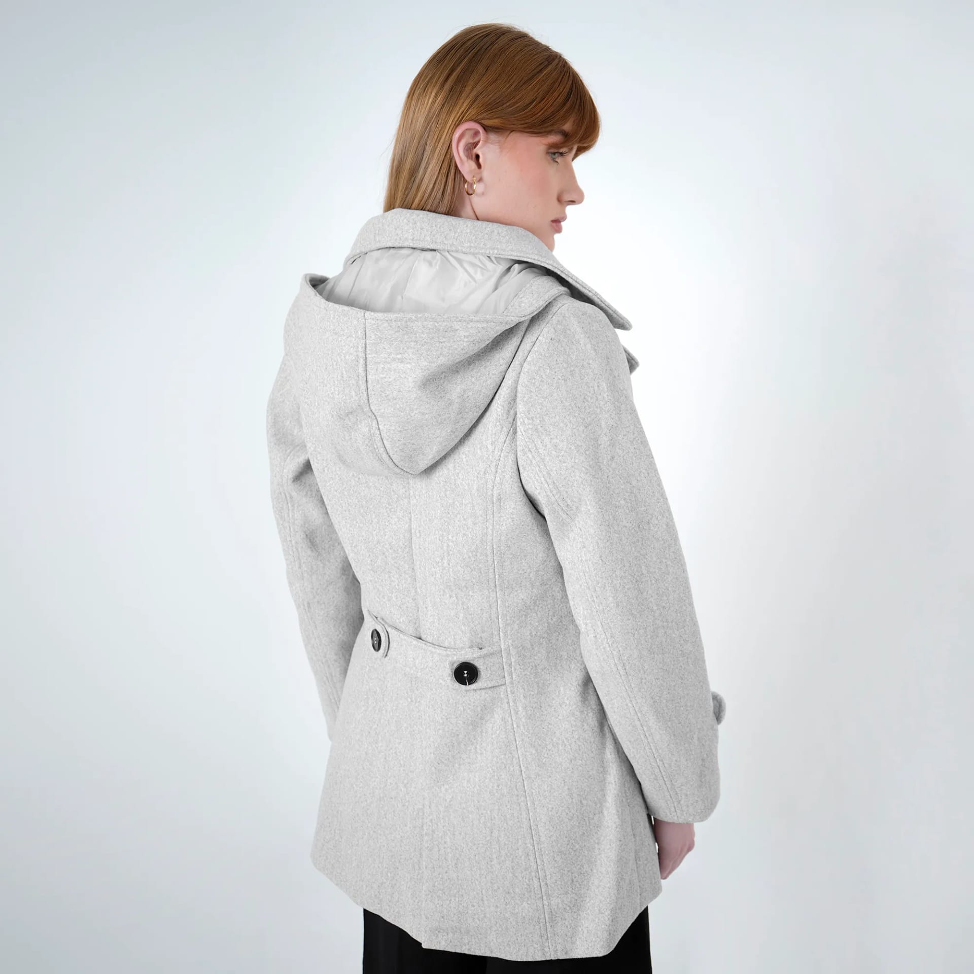 Chaqueta abrigo trench cruzado cuello solapa con capucha - imagen 25