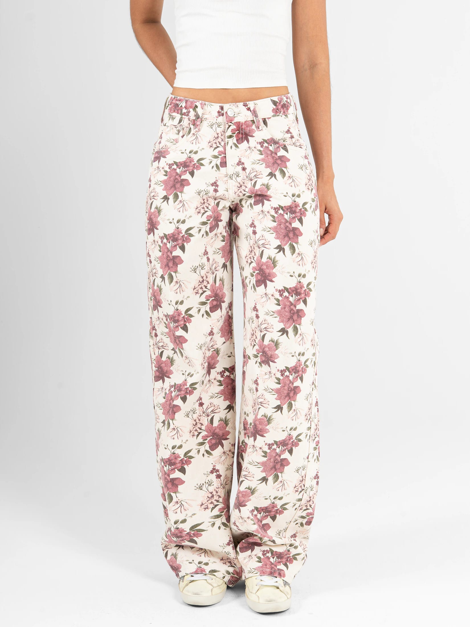 Ref: 0620593 Pantalón wide leg rígido, tiro alto, tono natural, diseño con pinzas - imagen 3
