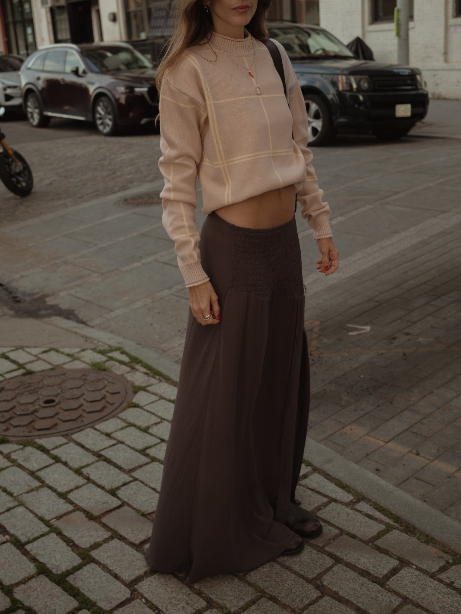 GRID SWEATER - NATURAL & CELESTIAL YELLOW - imagen 6