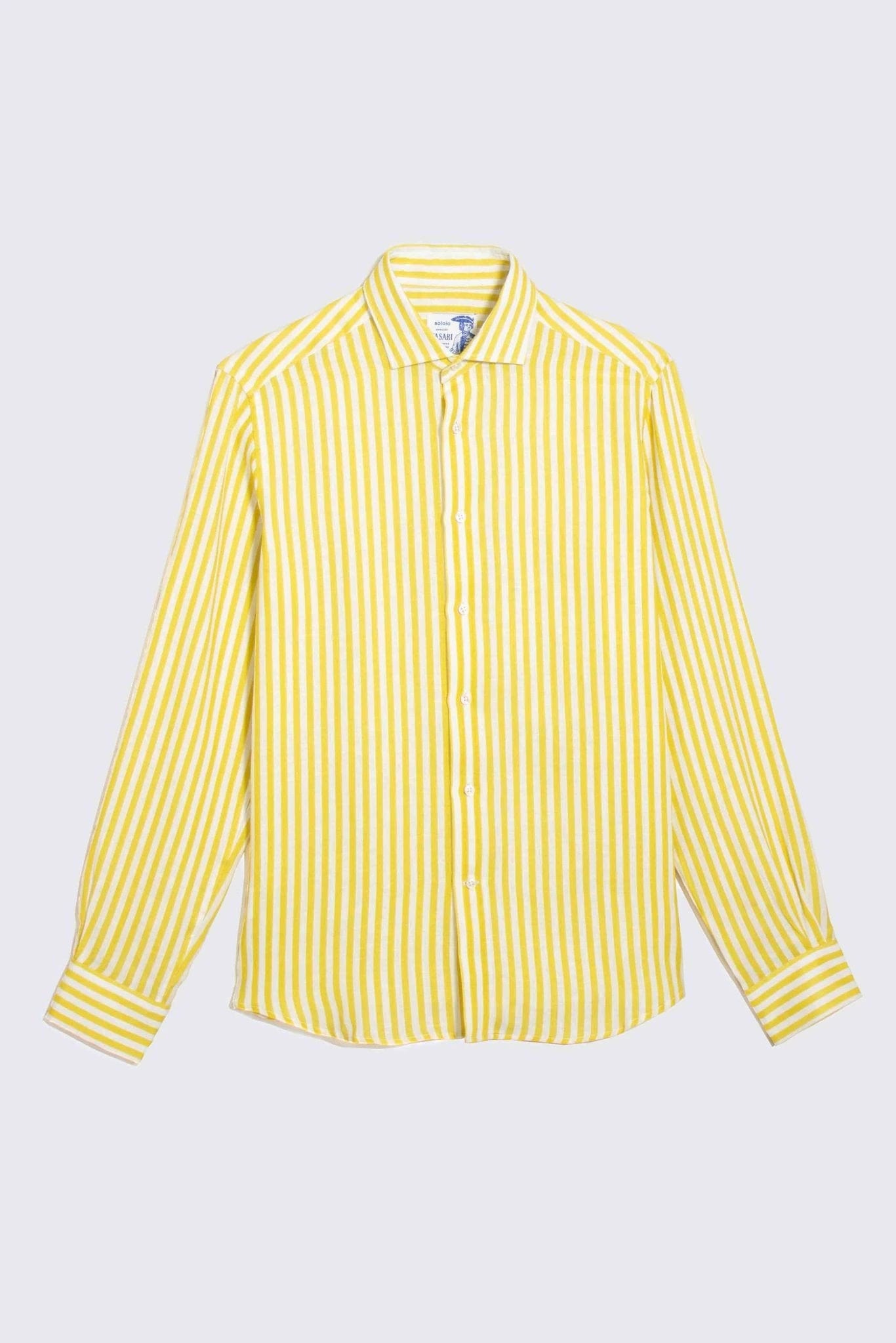 Men's linen shirt yellow striped - imagen 1