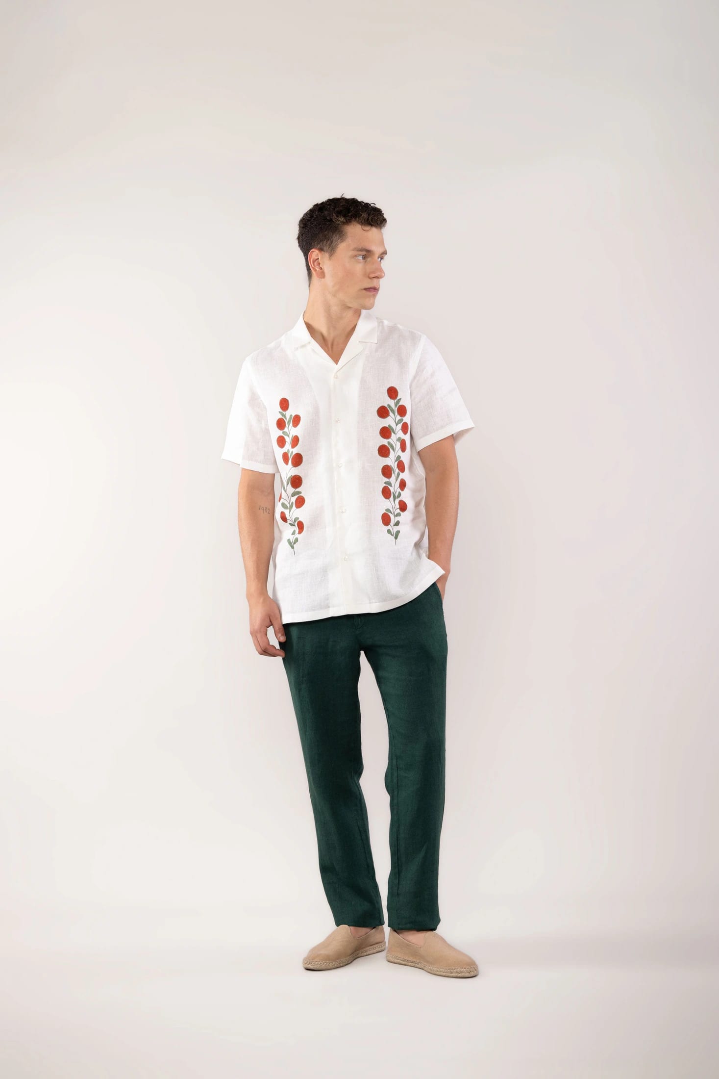 Men's linen shirt red mirzo - imagen 4