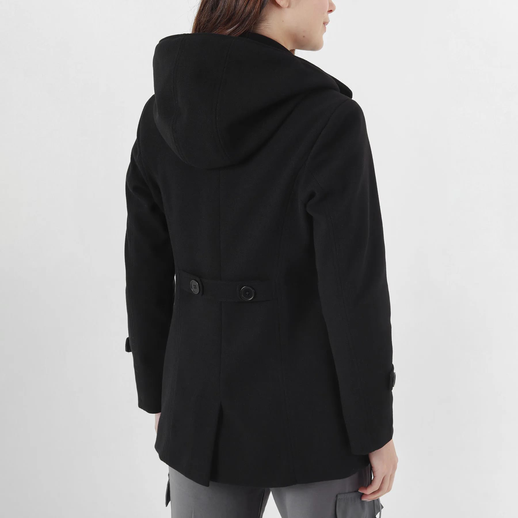 Chaqueta abrigo trench cruzado cuello solapa con capucha - imagen 6