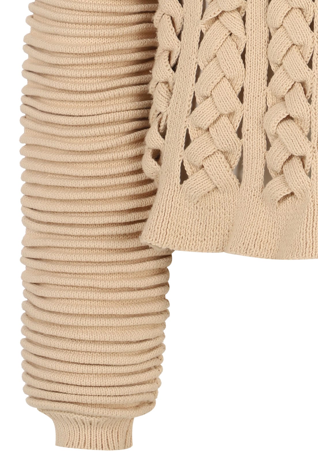 FLAT BRAIDED KNITTED SWEATER WITH ACCORDION SLEEVES - imagen 5