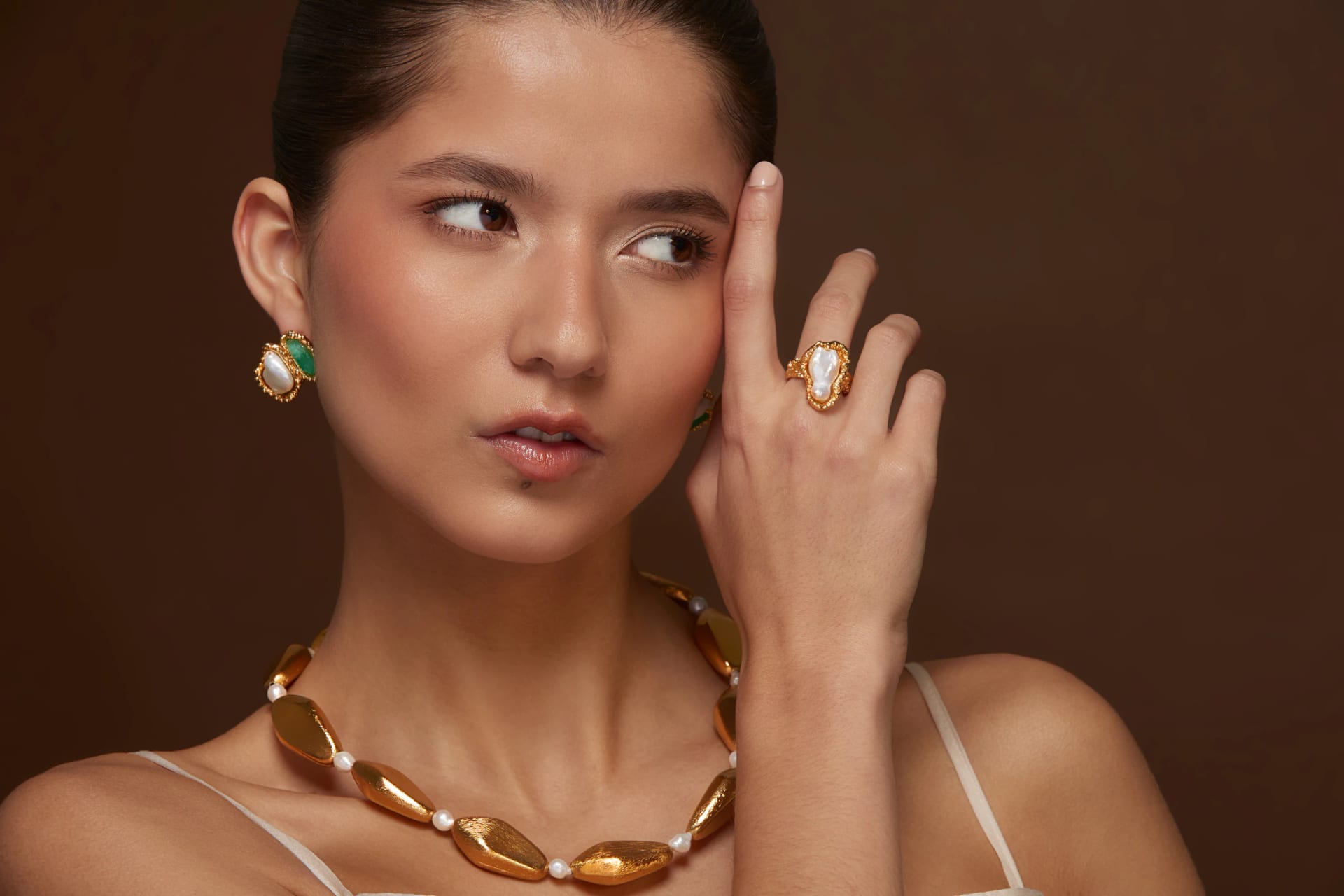 GUAJIRA BAROQUE PEARL BASE RING - imagen 1