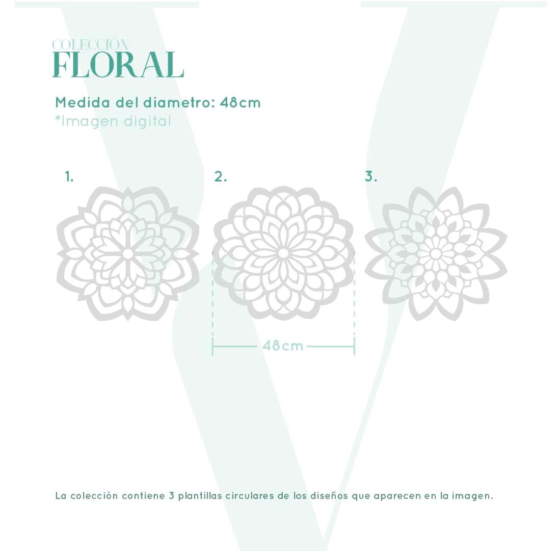 Plantillas para pintar, Vamarú Stencils, Colección Floral 25cm y 48cm, 2und - imagen 5