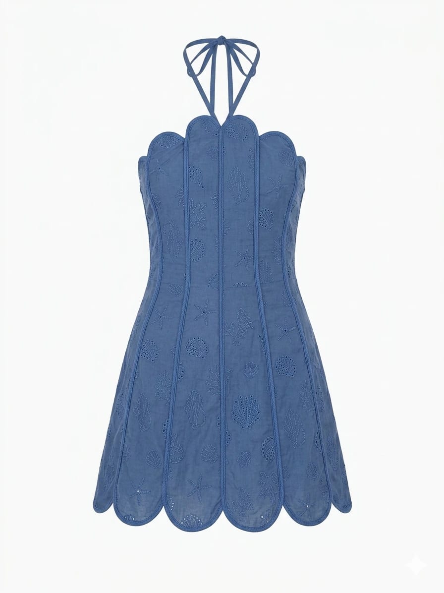 LENNY DRESS DEEP SEA BLUE SEASHELLS - imagen 1
