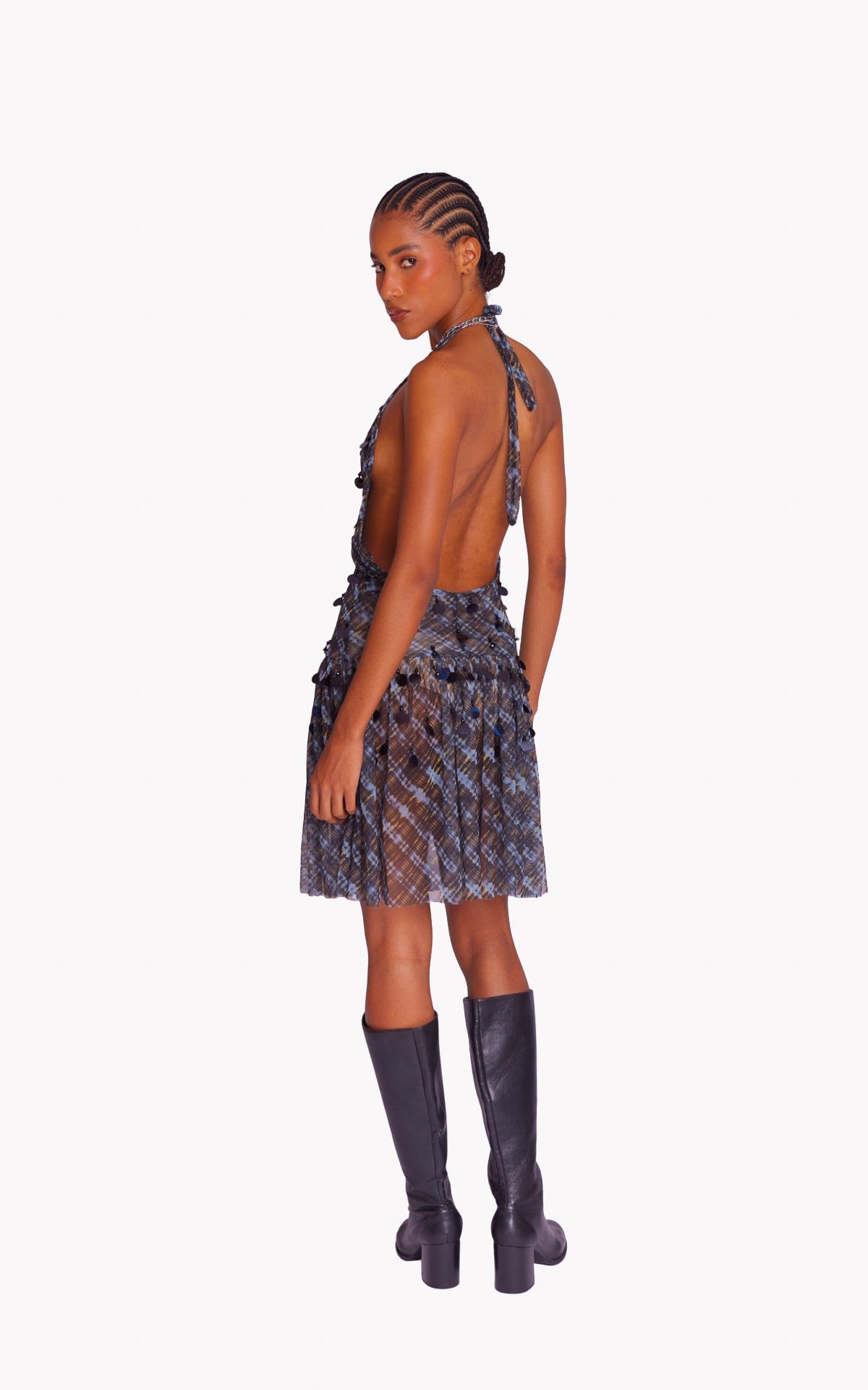 NIGHT GRID EMBROIDERED MESH DRESS - imagen 4