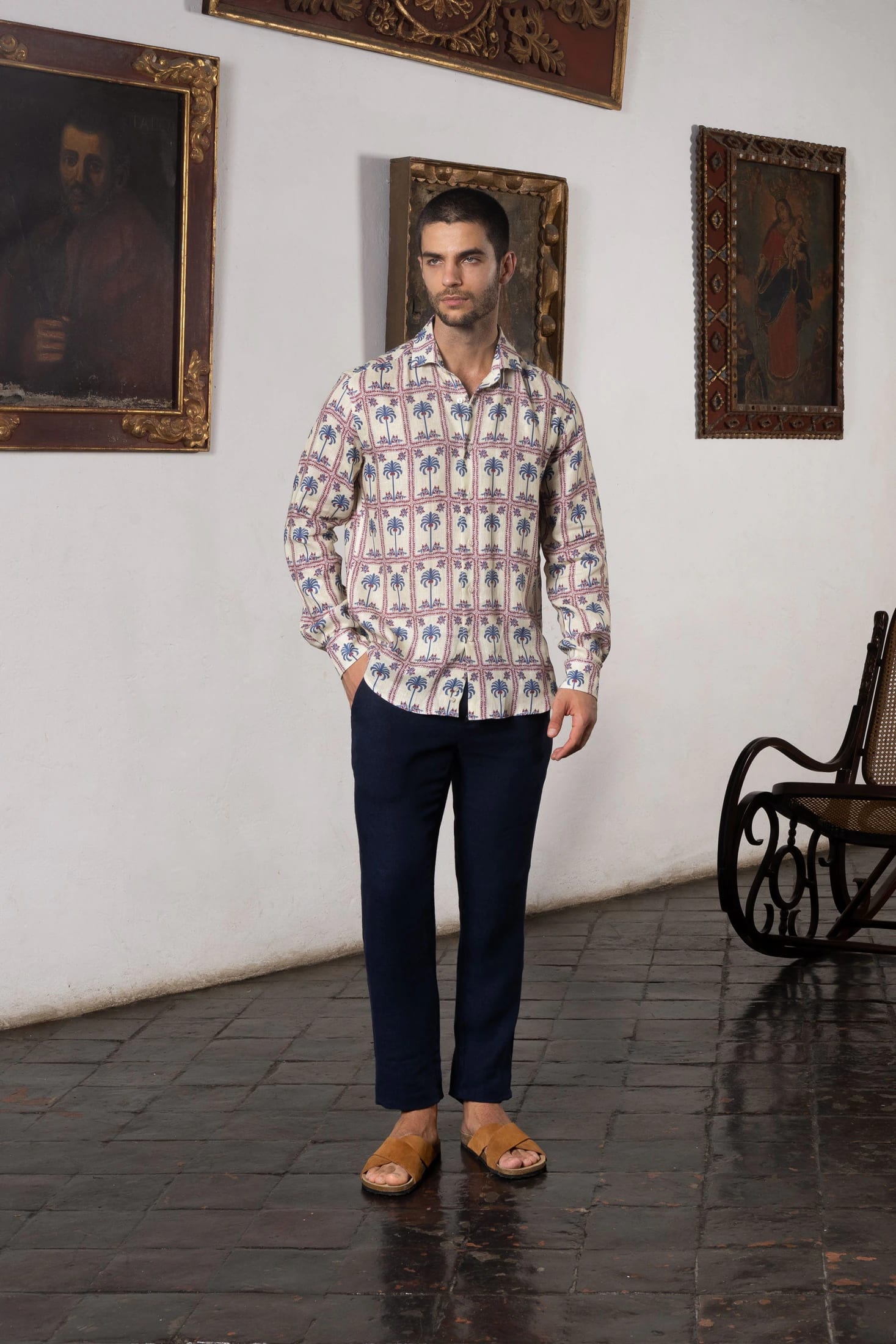 Men's linen shirt tambour - imagen 2