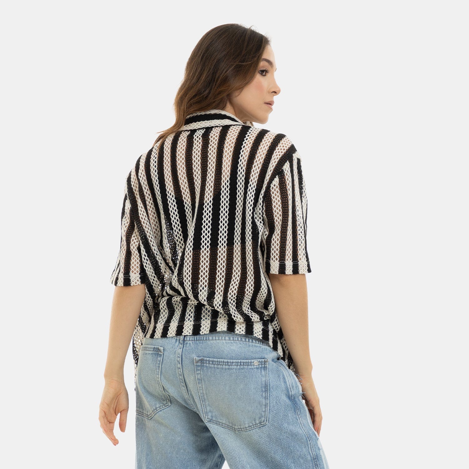 Mesh Striped Shirt Black - imagen 11