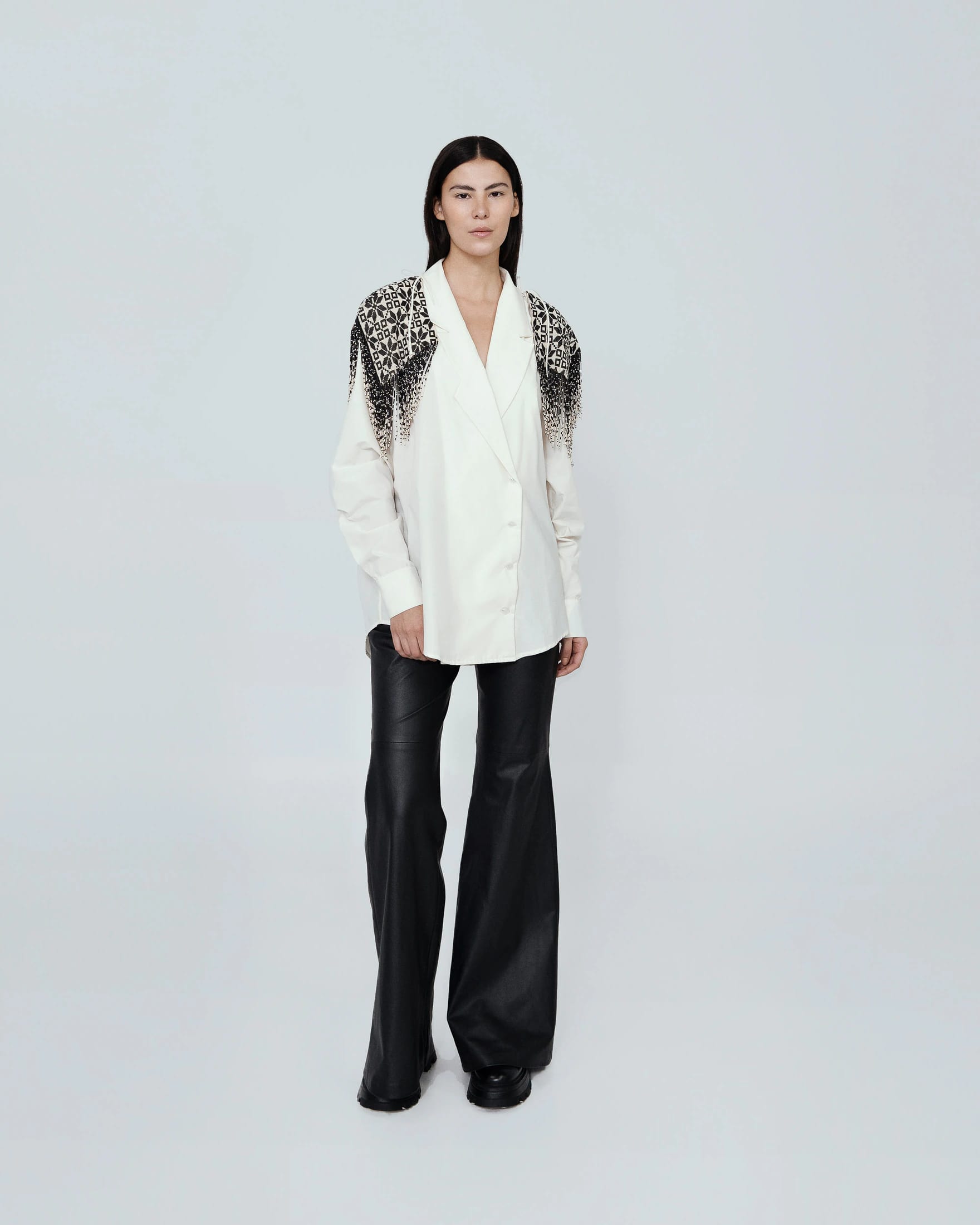 SEMI-FLARE LEATHER TROUSERS - imagen 2