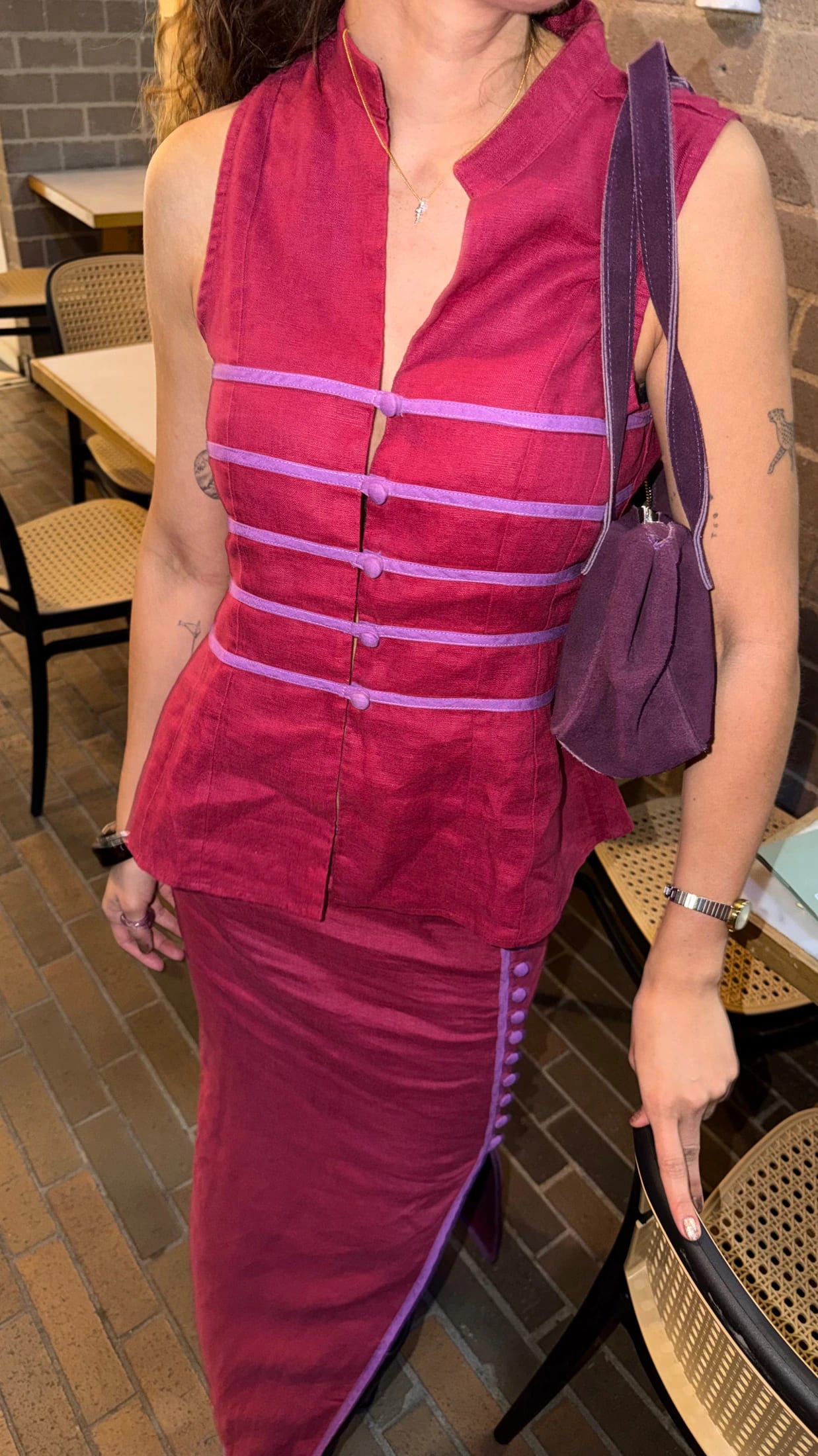 Top Nia de lino | Vino / Morado - imagen 2