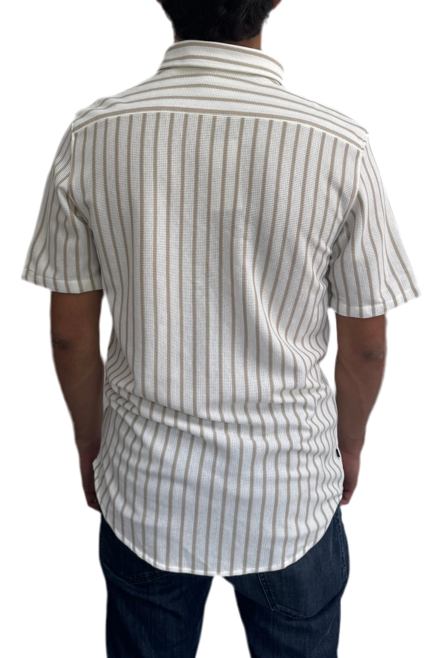 Camisa en texturas Blanco Rayas Azul Claro - imagen 3