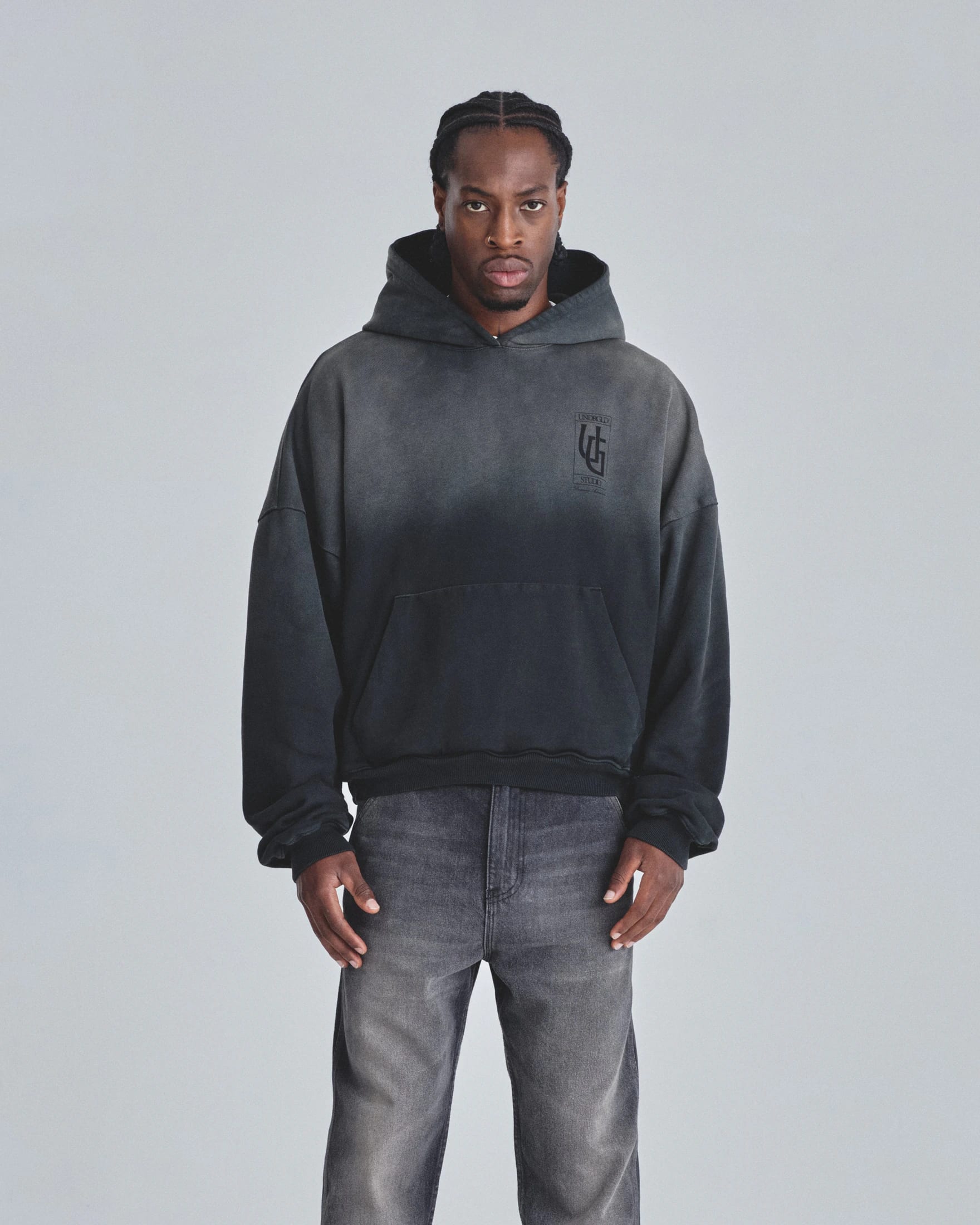 Hoodie Line UG Frame Boxy Fit Faded Black - imagen 2