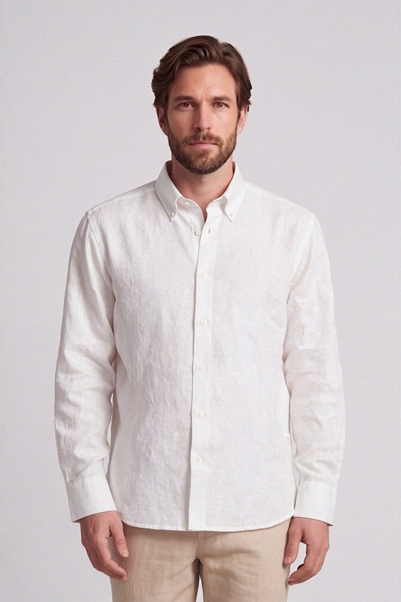 Camisa manga larga lino y algodón para hombre Jon Sonen 010226001 - imagen 4