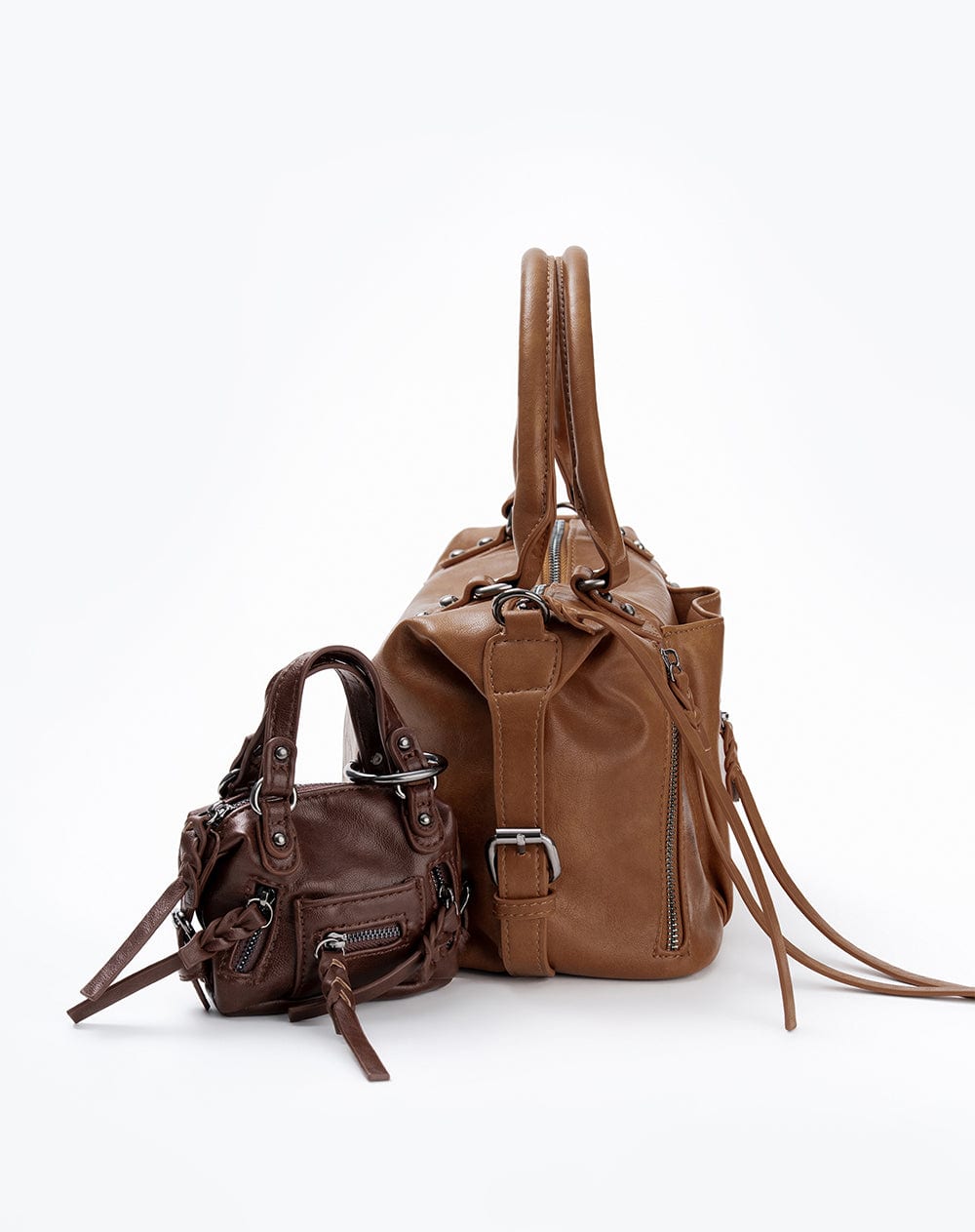 Bolso bowling + monedero café mujer - imagen 6