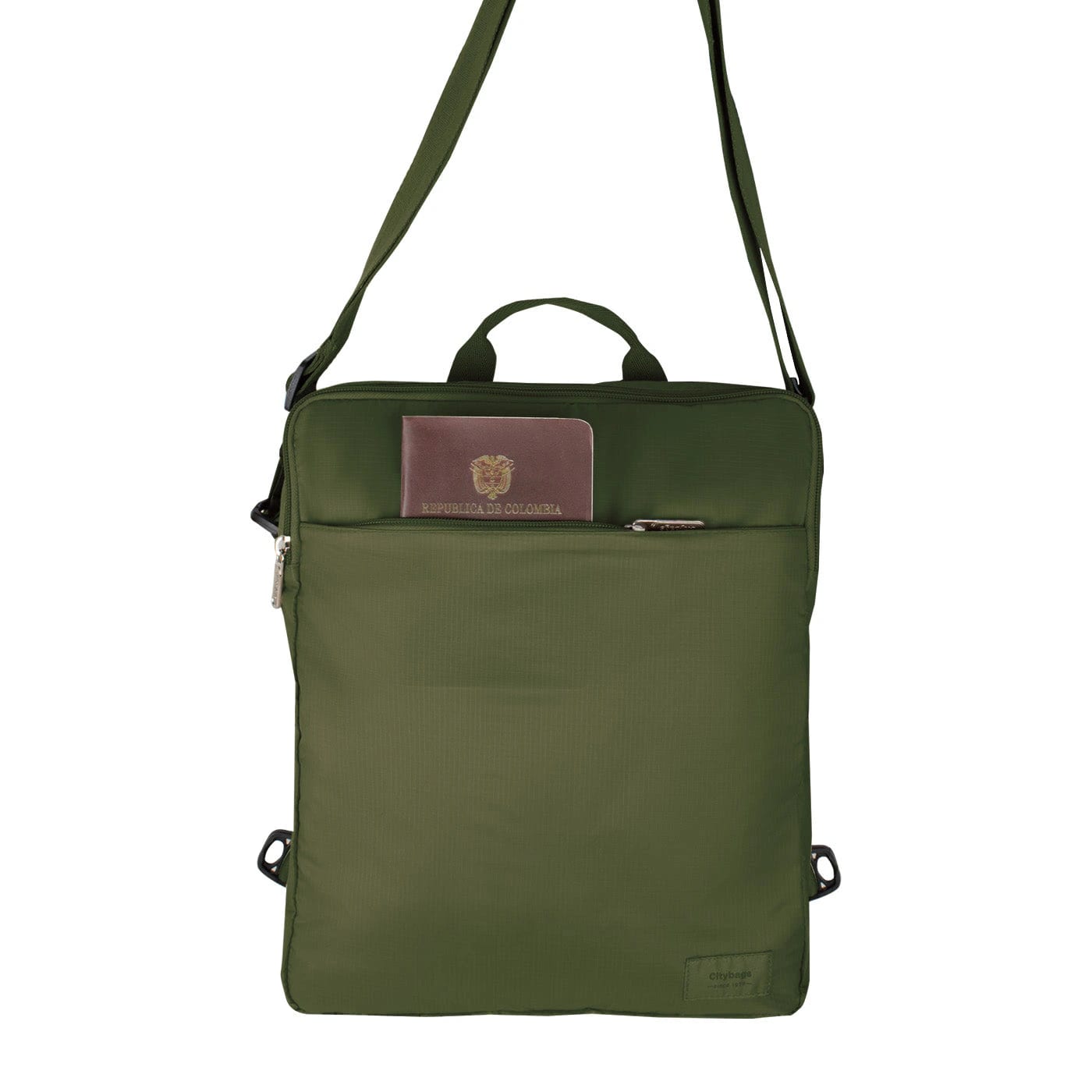 Bolso Manos Libres Convertible a Morral Citybags Light Verde Militar - imagen 7