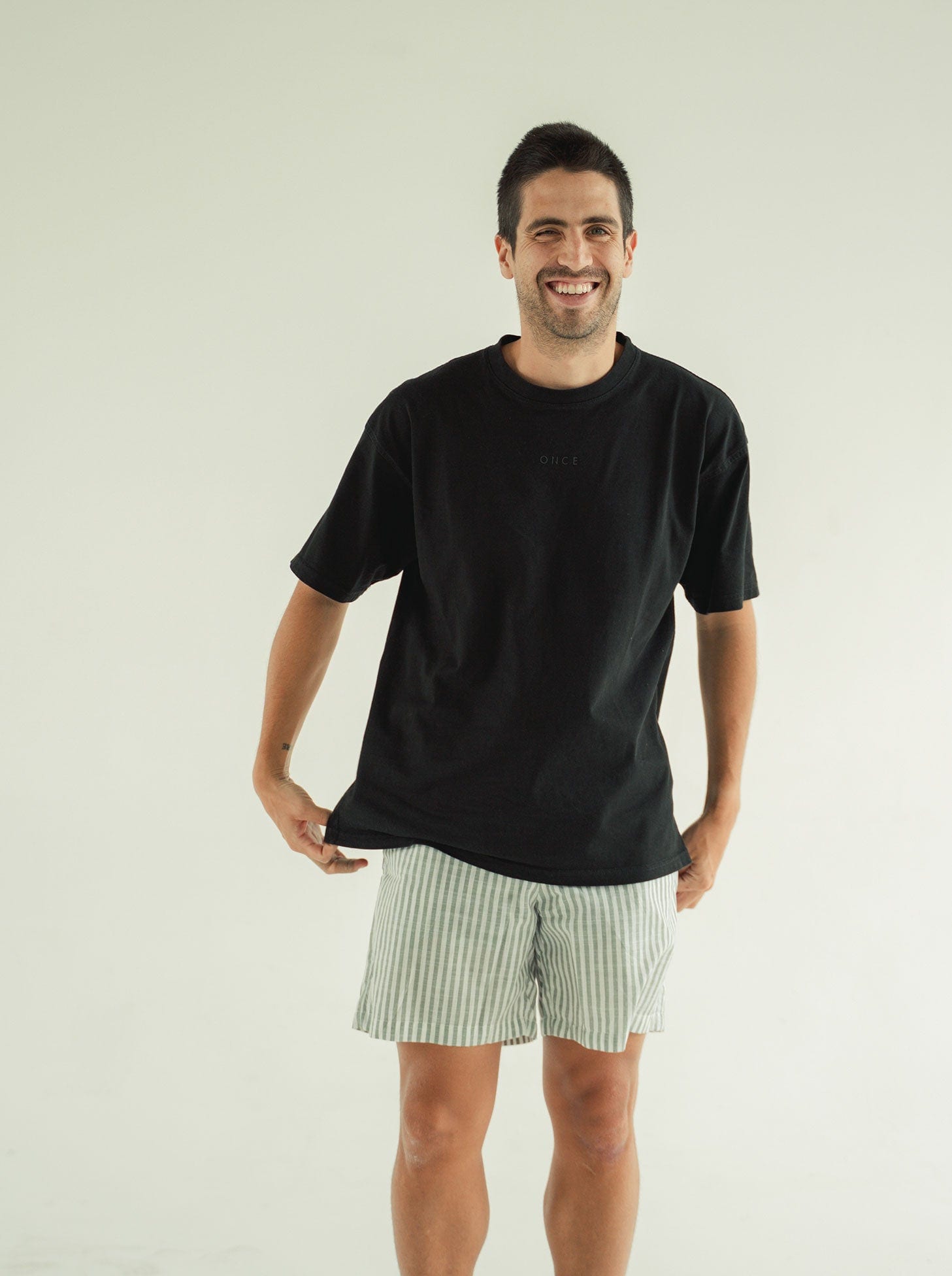 Pijama Pantaloneta Resort Rayas - Militar - imagen 1